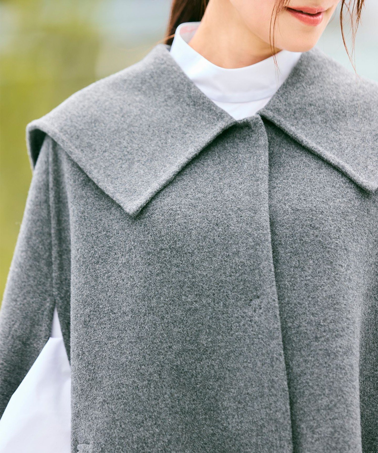Newans｜セーラーカラーダブルフェイスケープコート | Rakuten Fashion