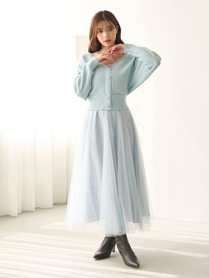 SNIDEL｜チュールスカートセットカーディガン | Rakuten Fashion(楽天