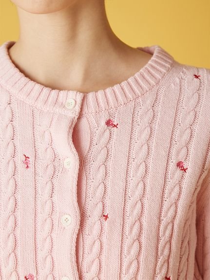 FURFUR｜フラワー刺繍ケーブルカーディガン | Rakuten Fashion(楽天