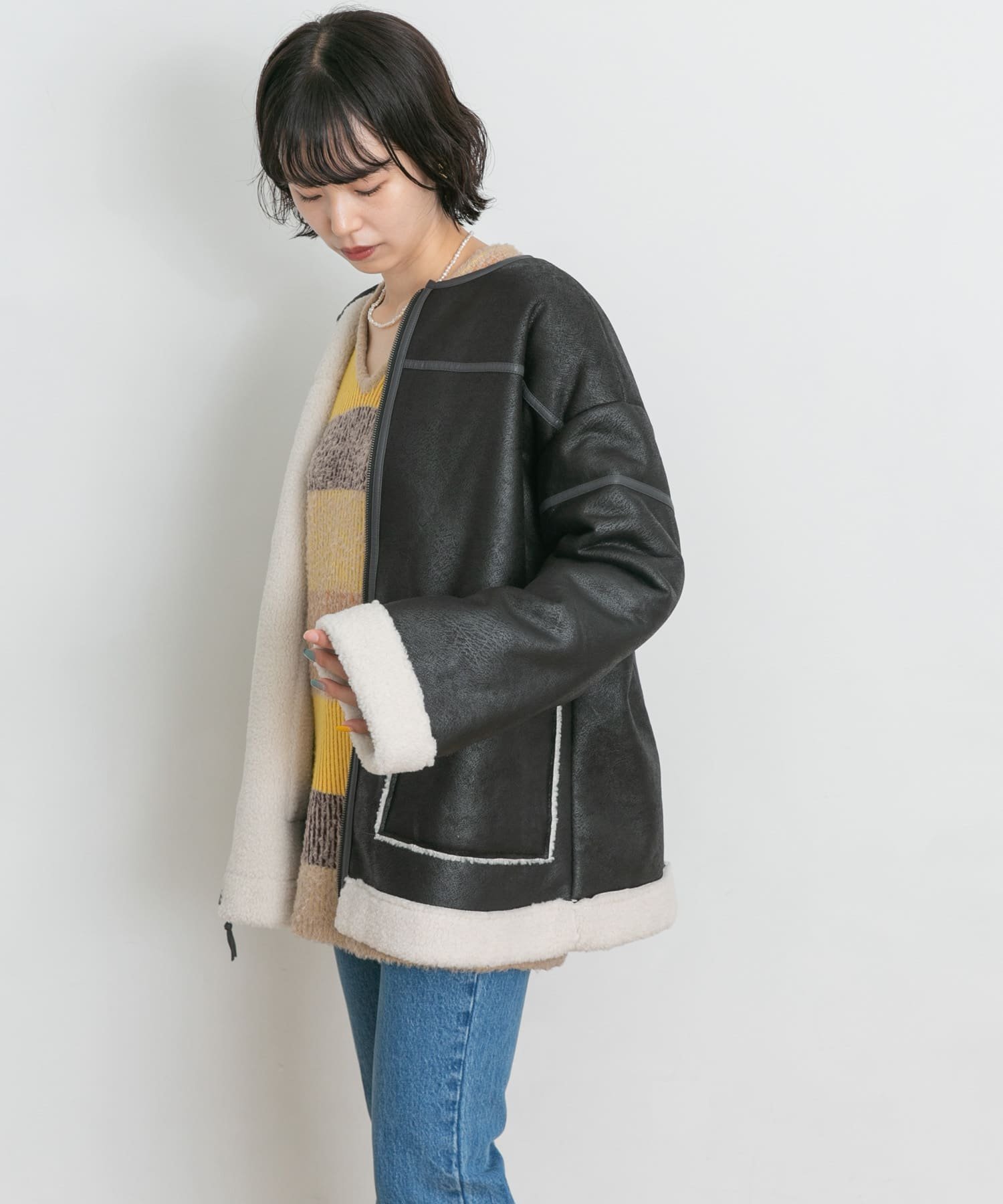 UR Lab.｜フェイクムートンジャケット | Rakuten Fashion(楽天