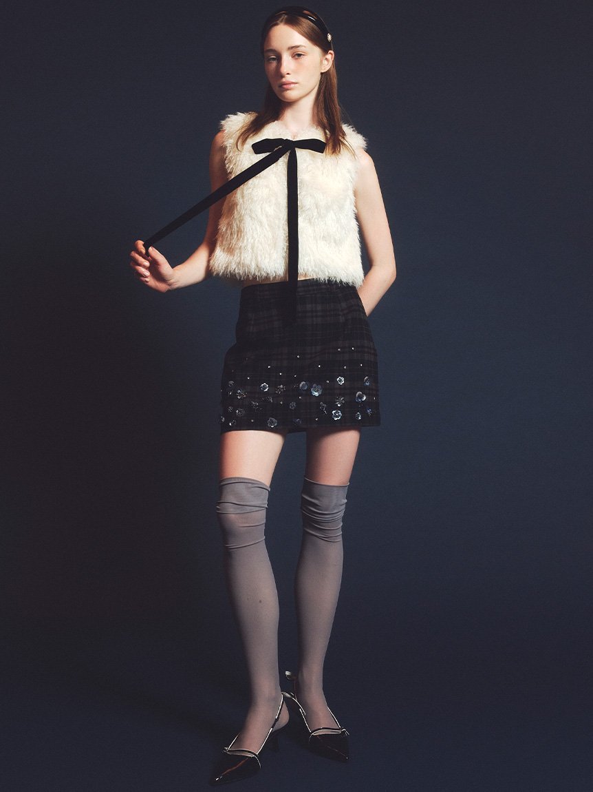 LILY BROWN｜ベロアリボンファーベスト | Rakuten Fashion(楽天
