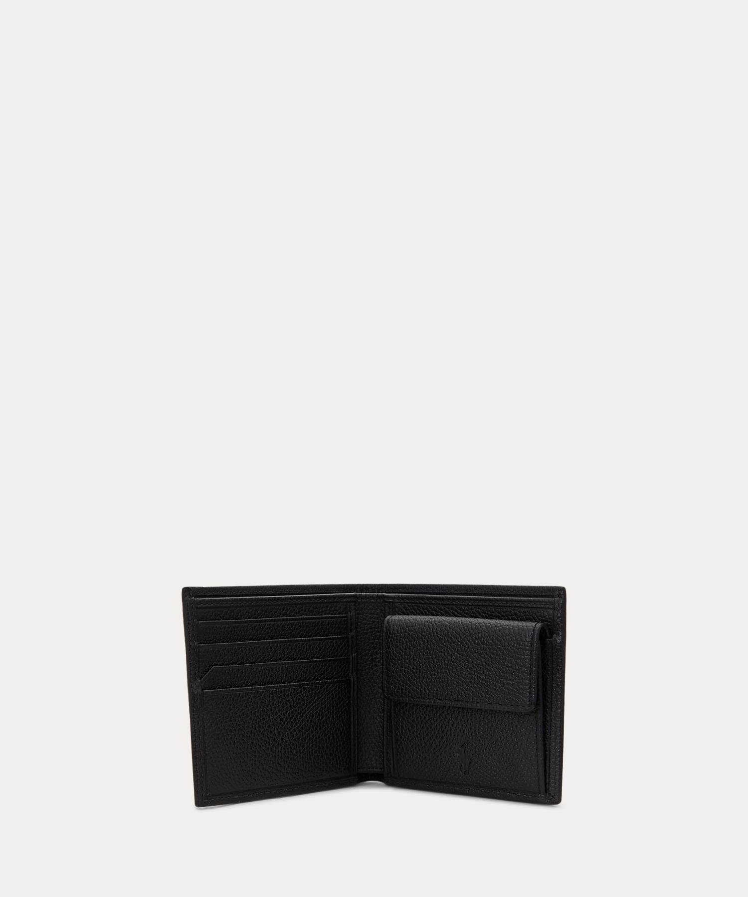 RALPH LAUREN｜ペブルド レザー ビルフォールド コイン ウォレット
