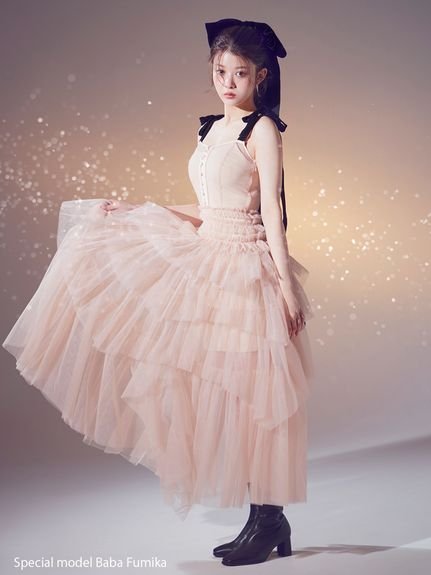 SNIDEL｜チュールティアードボリュームドレス | Rakuten Fashion(楽天