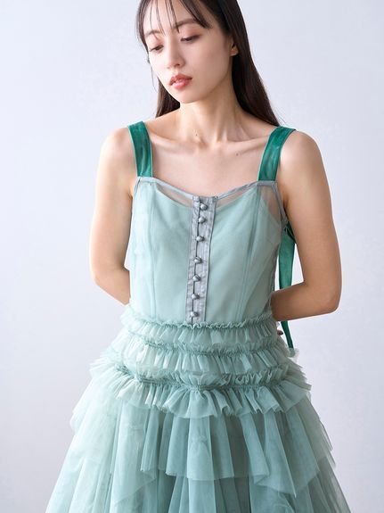 SNIDEL｜チュールティアードボリュームドレス | Rakuten Fashion(楽天