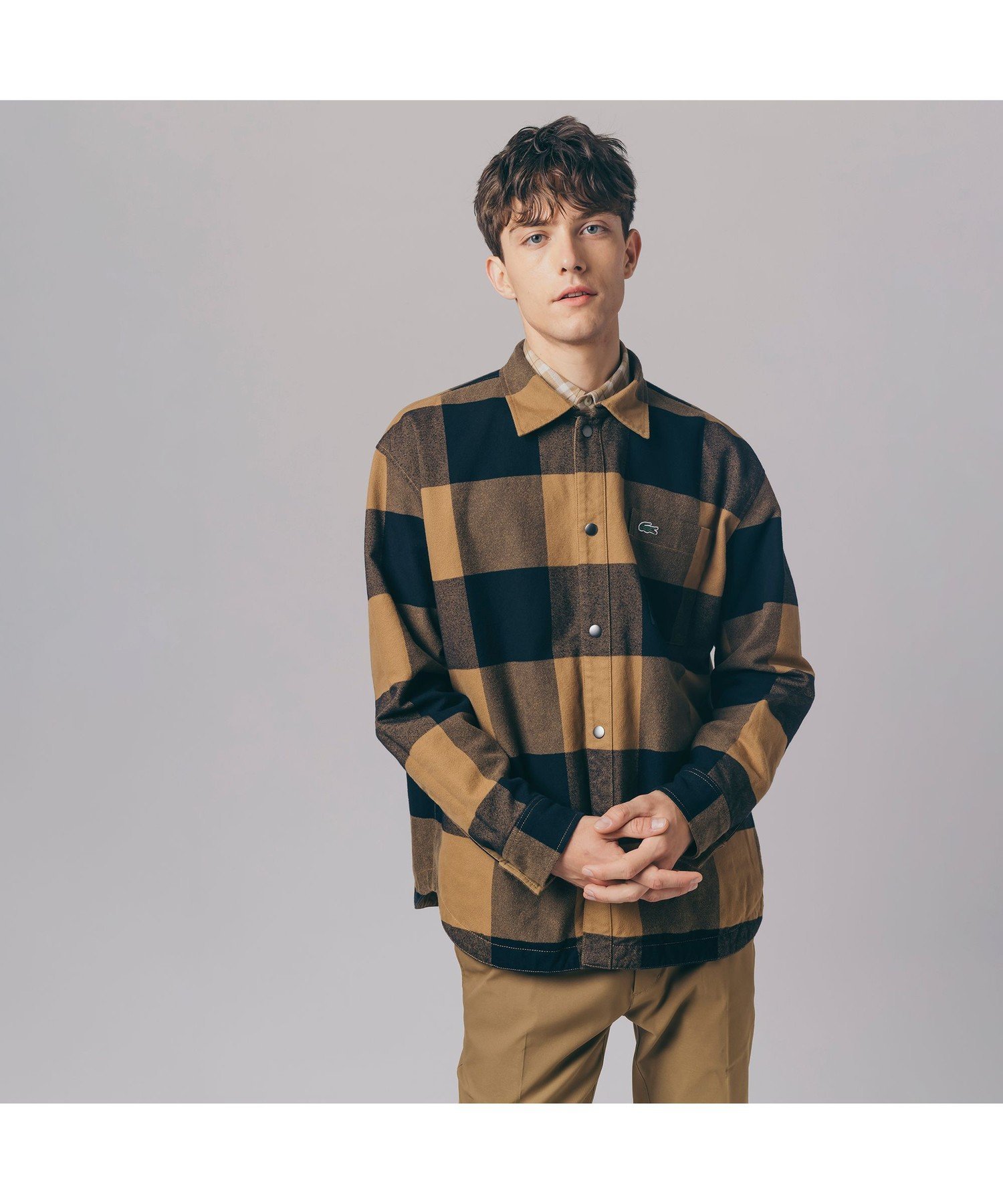 LACOSTE｜プレーン*バッファローチェックリバーシブルシャツアウター