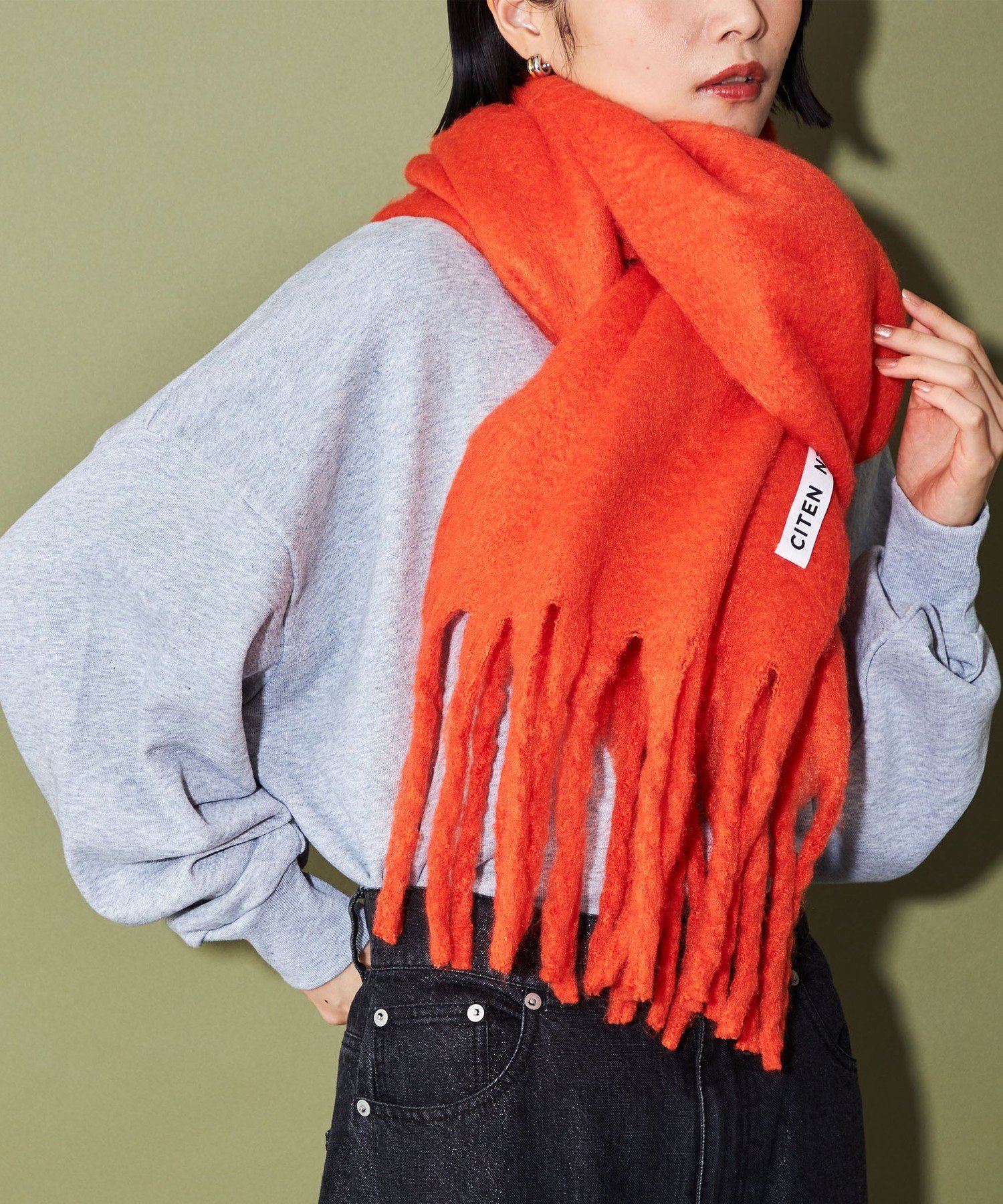 ETRO オレンジ ウール ストール フリンジ付き マフラー ストール 「 ammy. / エイミードット 」 アンニュイカラー
