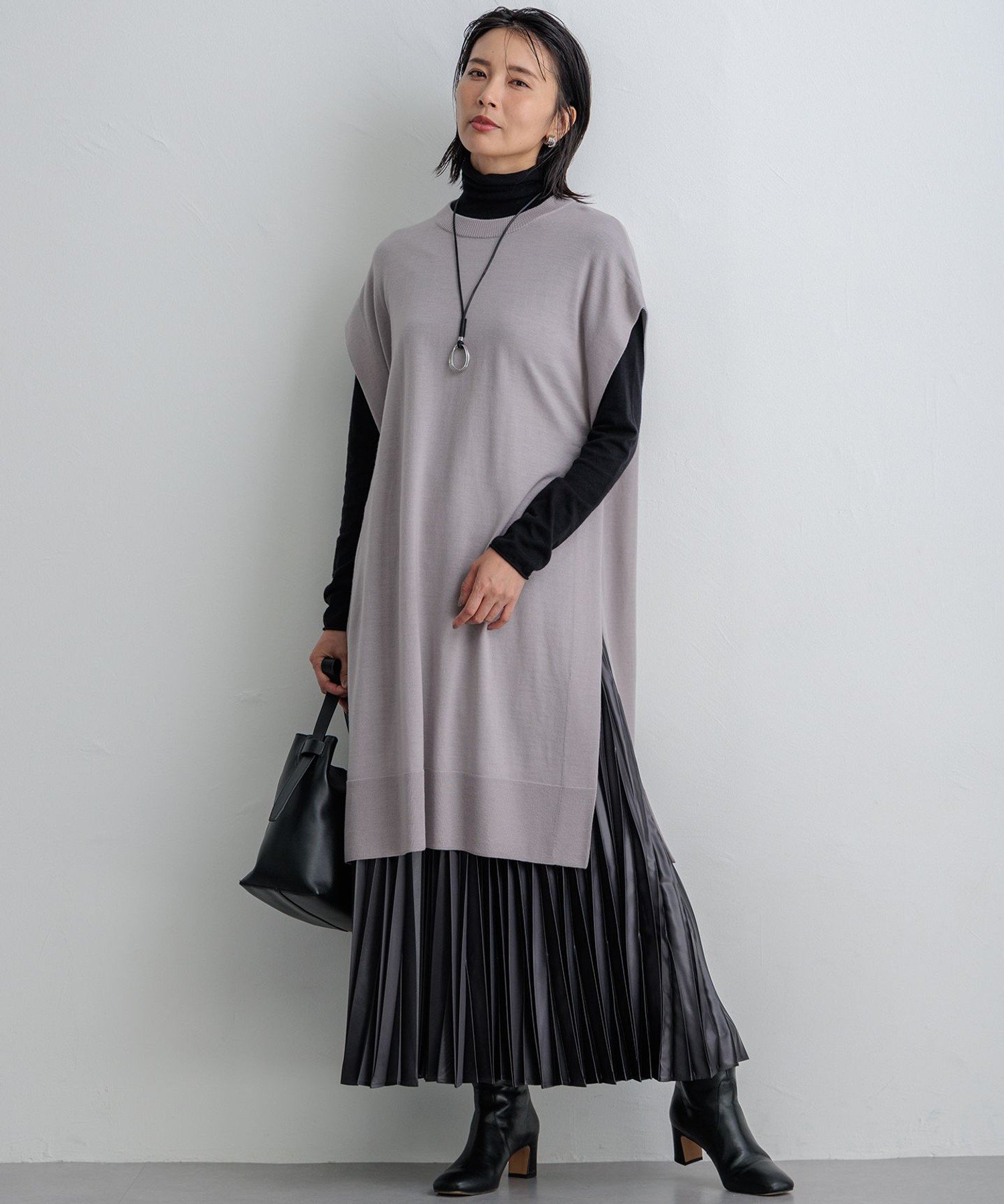23区｜【洗える】レザーライクプリーツ スカート | Rakuten Fashion