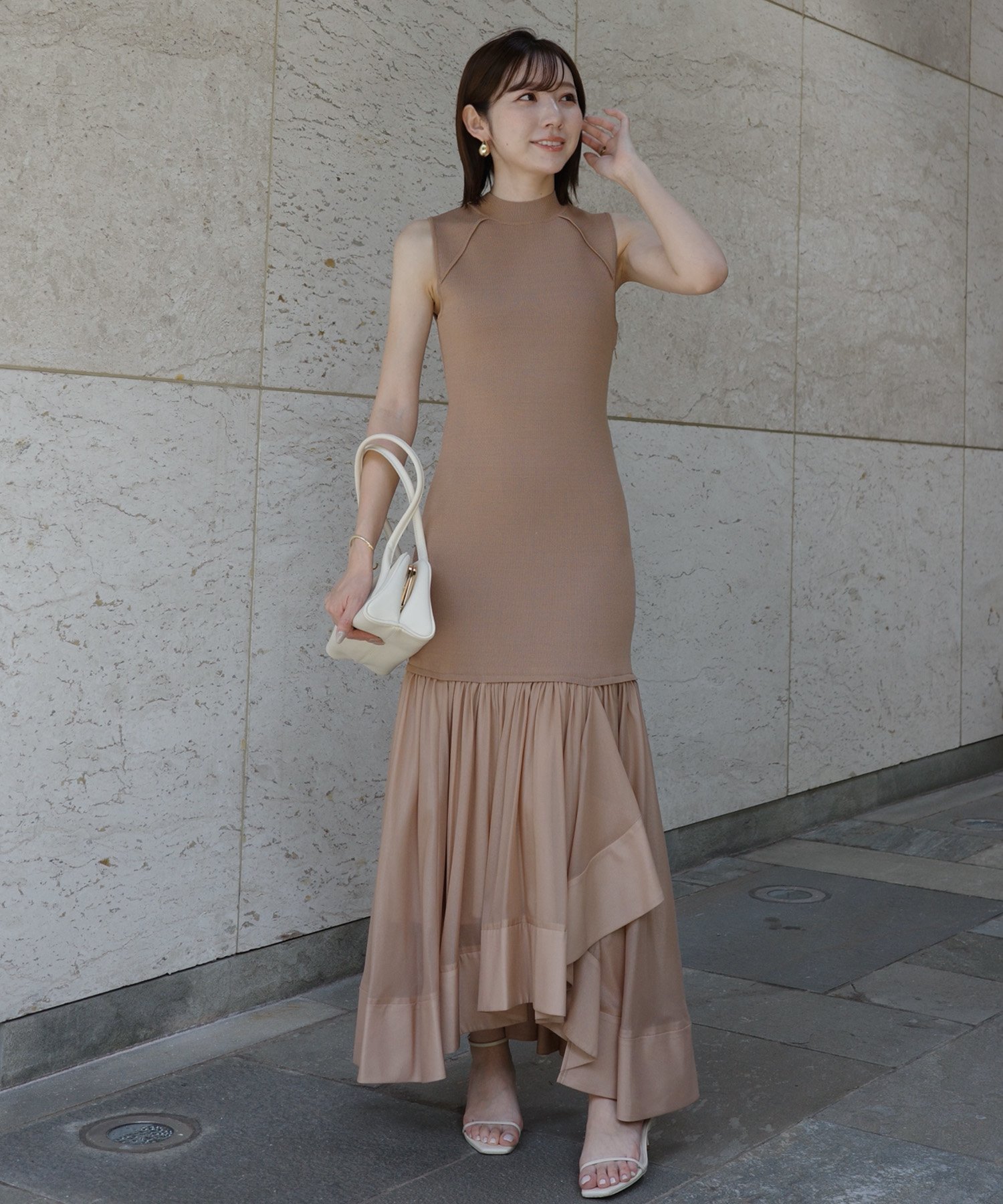 anuans｜カスケードニットドッキングワンピース | Rakuten Fashion