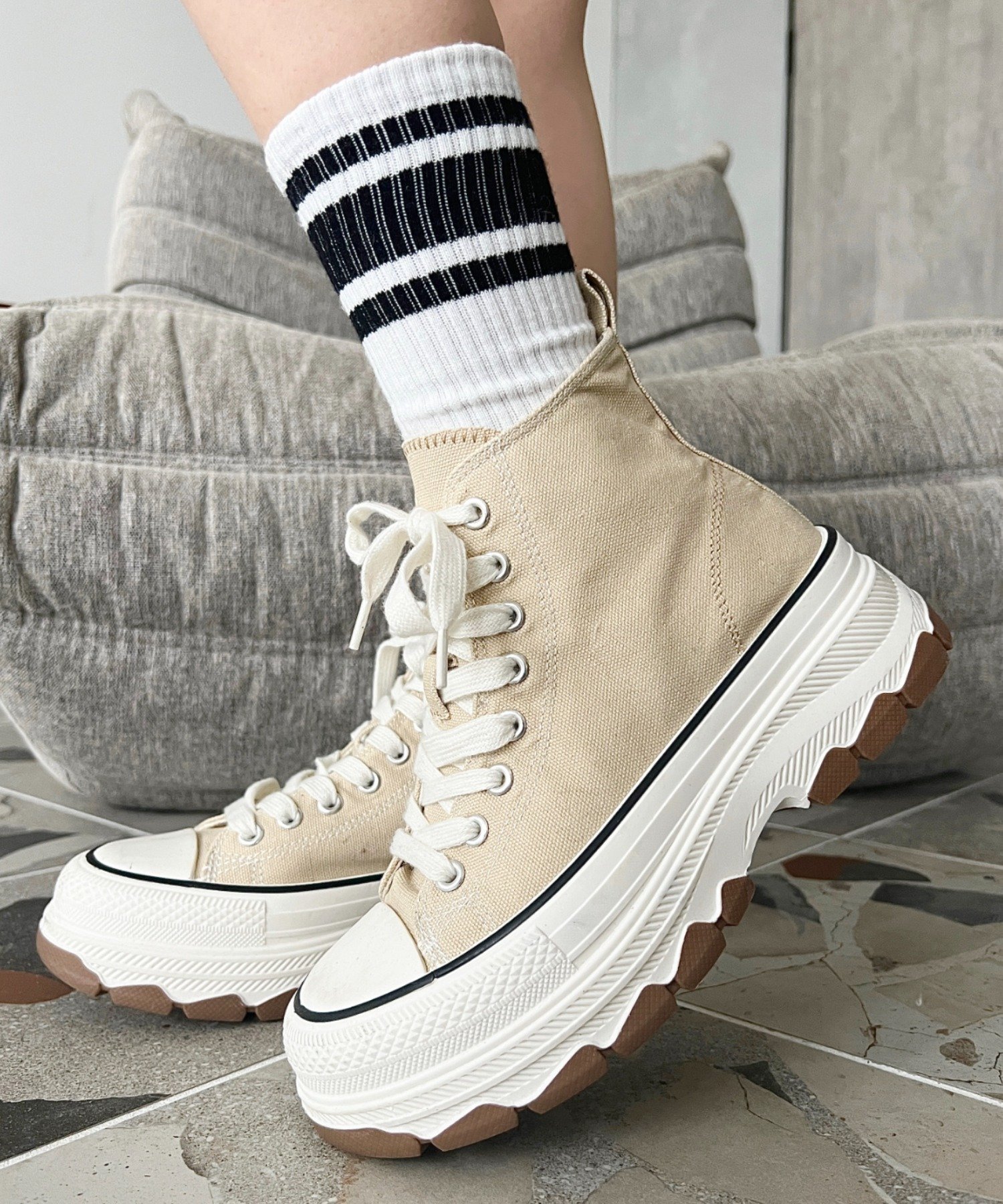 moment+｜ボリューム厚底ハイカットスニーカー | Rakuten Fashion(楽天