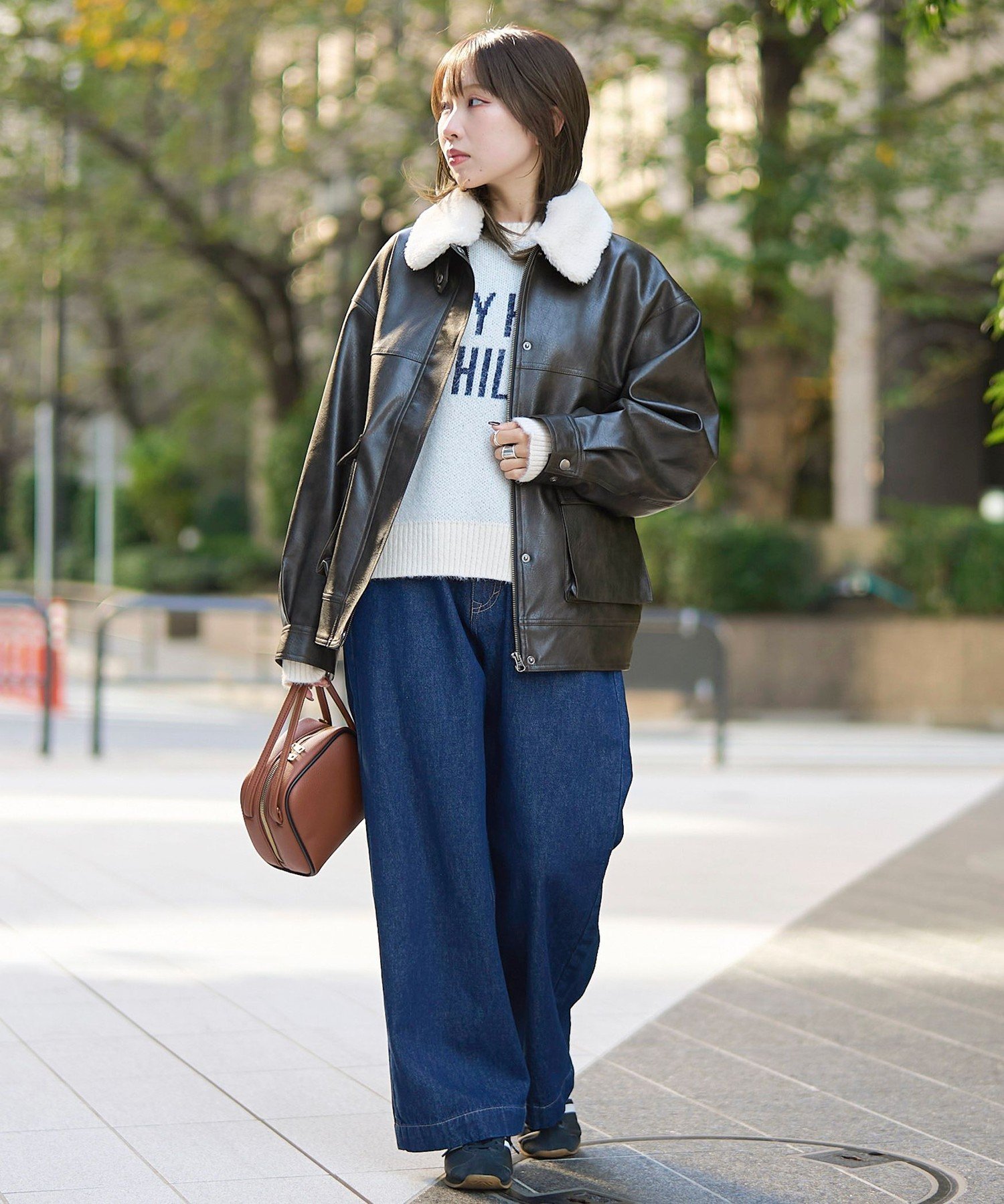 coen｜ボア襟付きレザーライクヴィンテージブルゾン | Rakuten Fashion