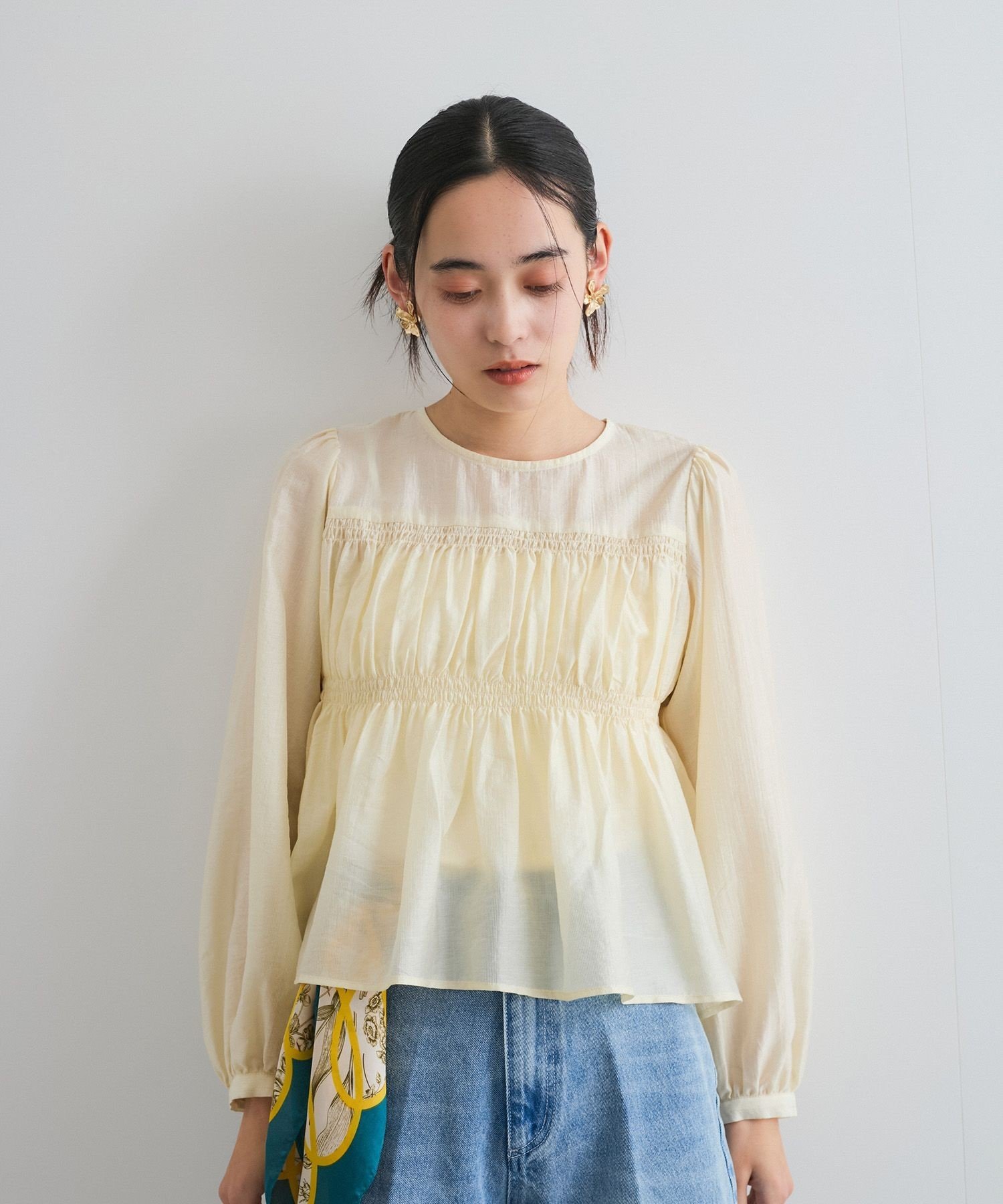 VIS｜【洗える】シャーリングブラウス | Rakuten Fashion(楽天
