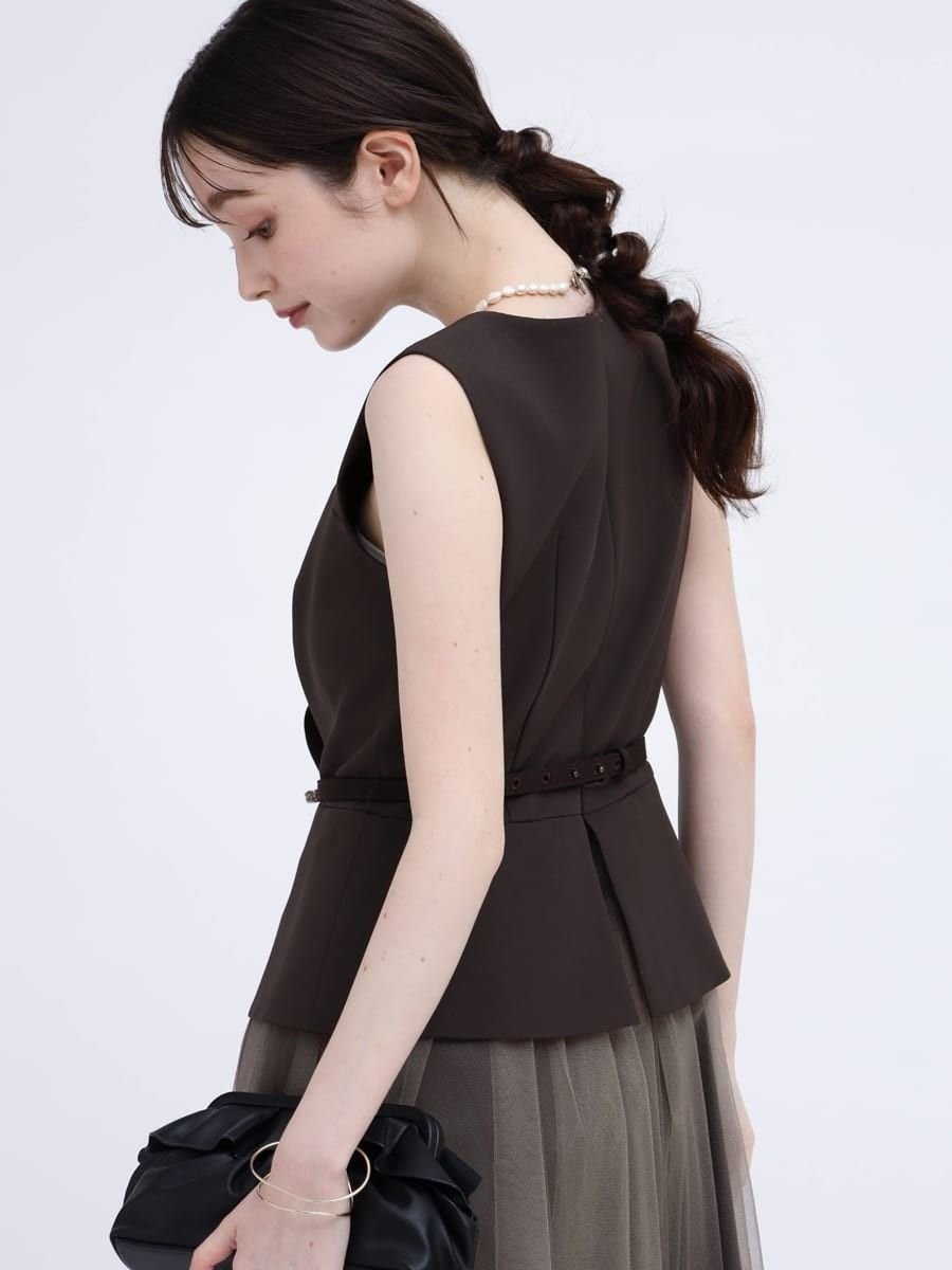 Vin｜ビジューベルトチュールドレス(brown) | Rakuten Fashion(楽天
