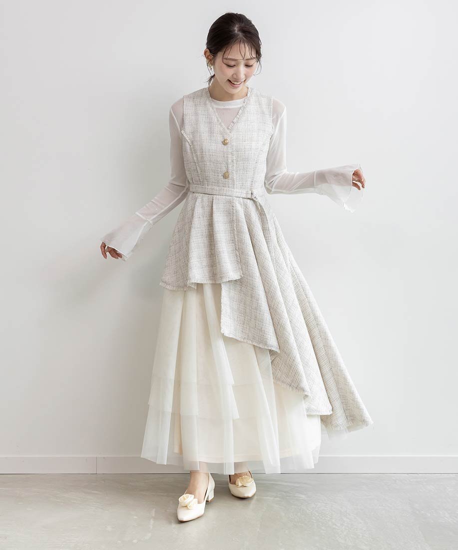 RANDA｜チュールレイヤードジャケットワンピース | Rakuten Fashion