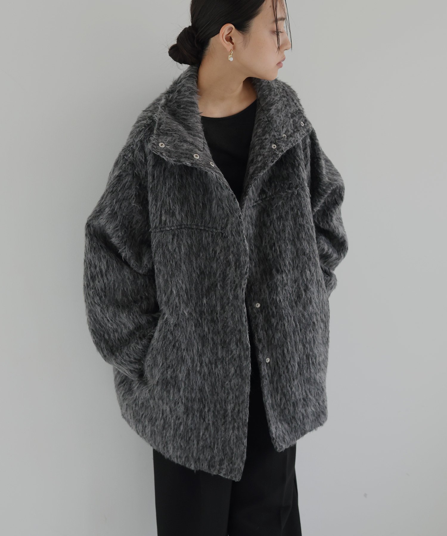 hellam｜シャギースタンドカラーコート | Rakuten Fashion(楽天