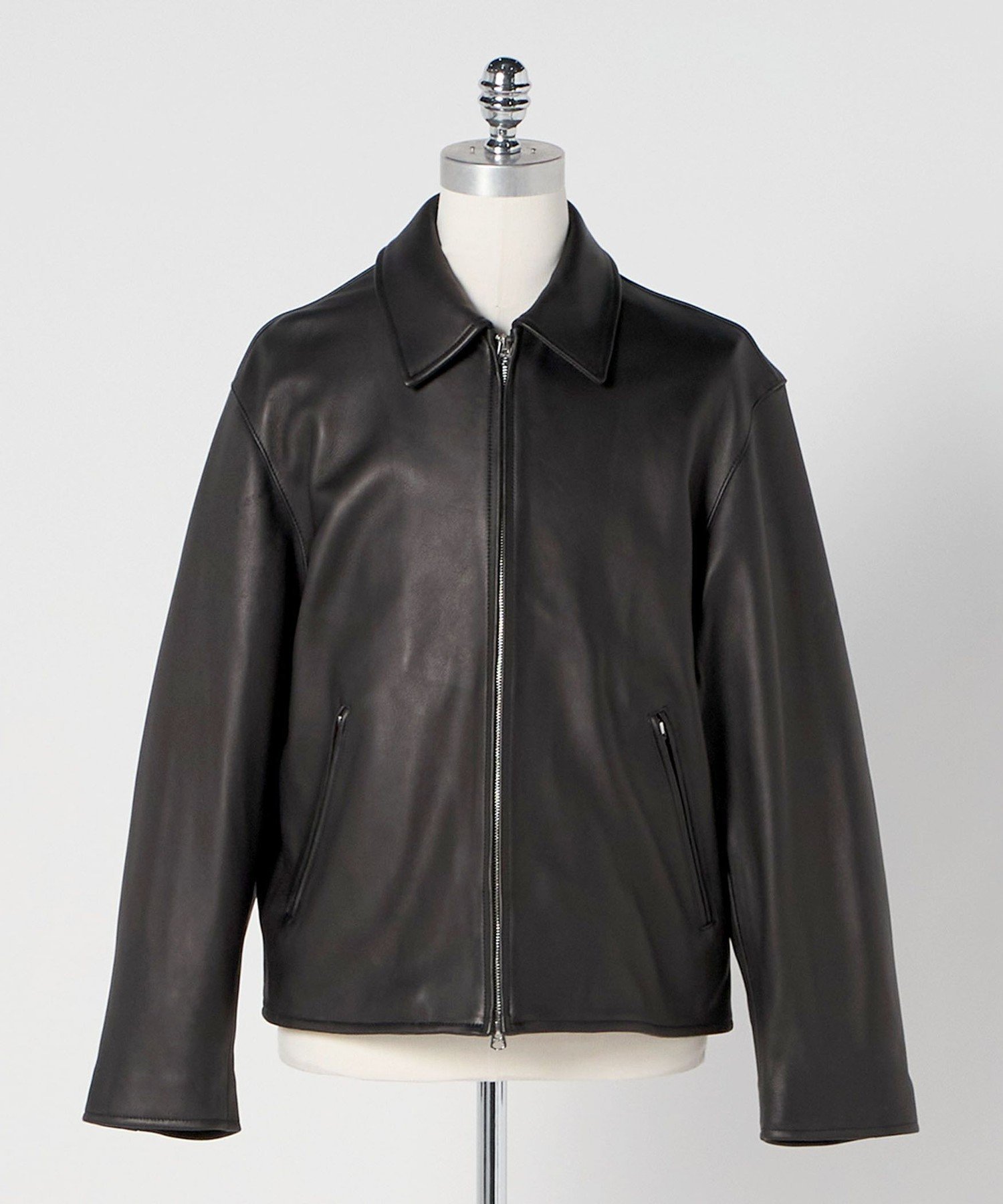UNITED ARROWS レザージャケット　ラムレザー 黒　M ノーカラー セール】ラムレザー ノーカラーブルゾン ＜A DAY IN THE LIFE