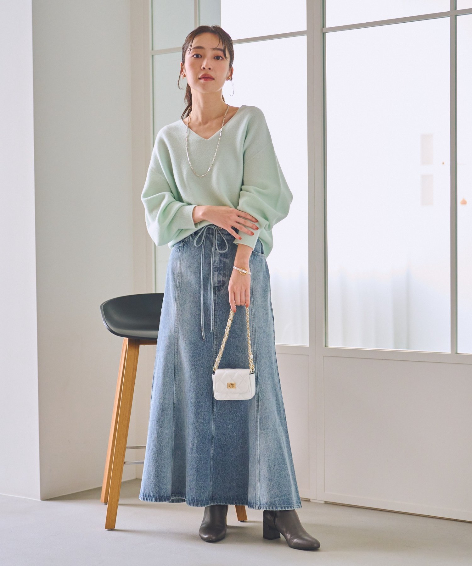 La boutique BonBon｜【今すぐお届け!・美シルエット】リボンデニム
