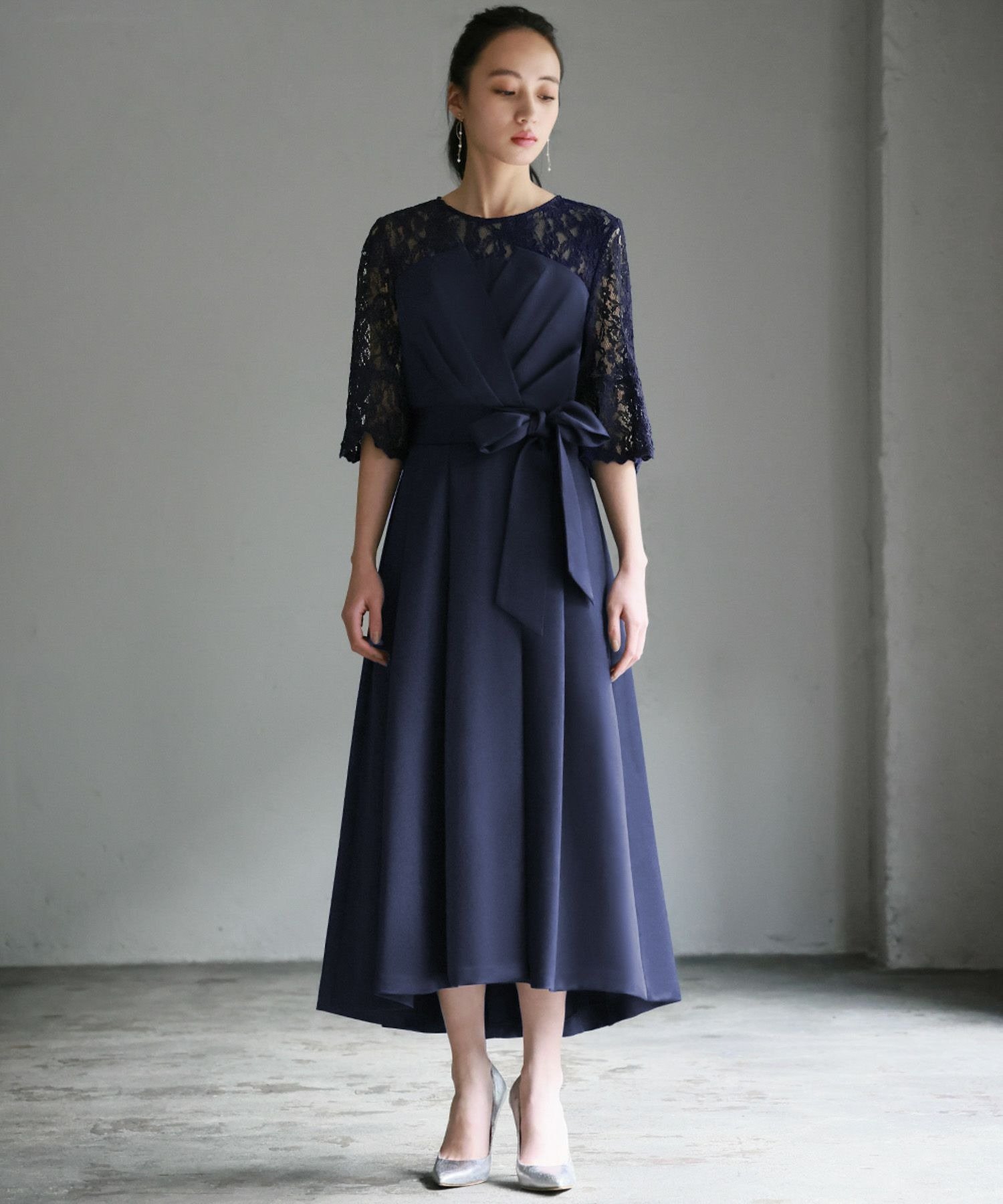 RIVER FIELD & Co.｜レース切替えビスチェ風フレアロング丈 結婚式