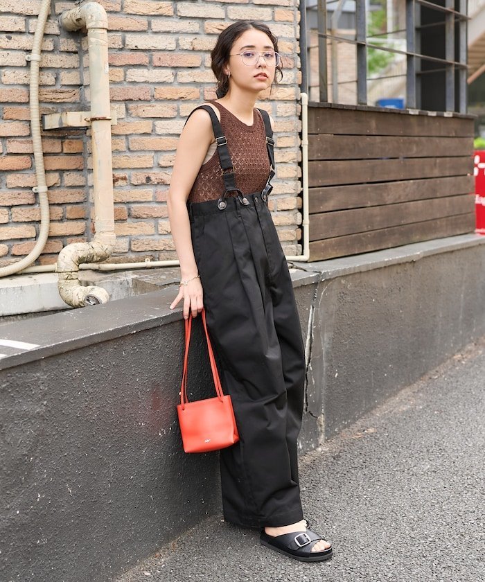 FREAK'S STORE｜別注 サスペンダー付き ビッグ 2タック ツイルパンツ