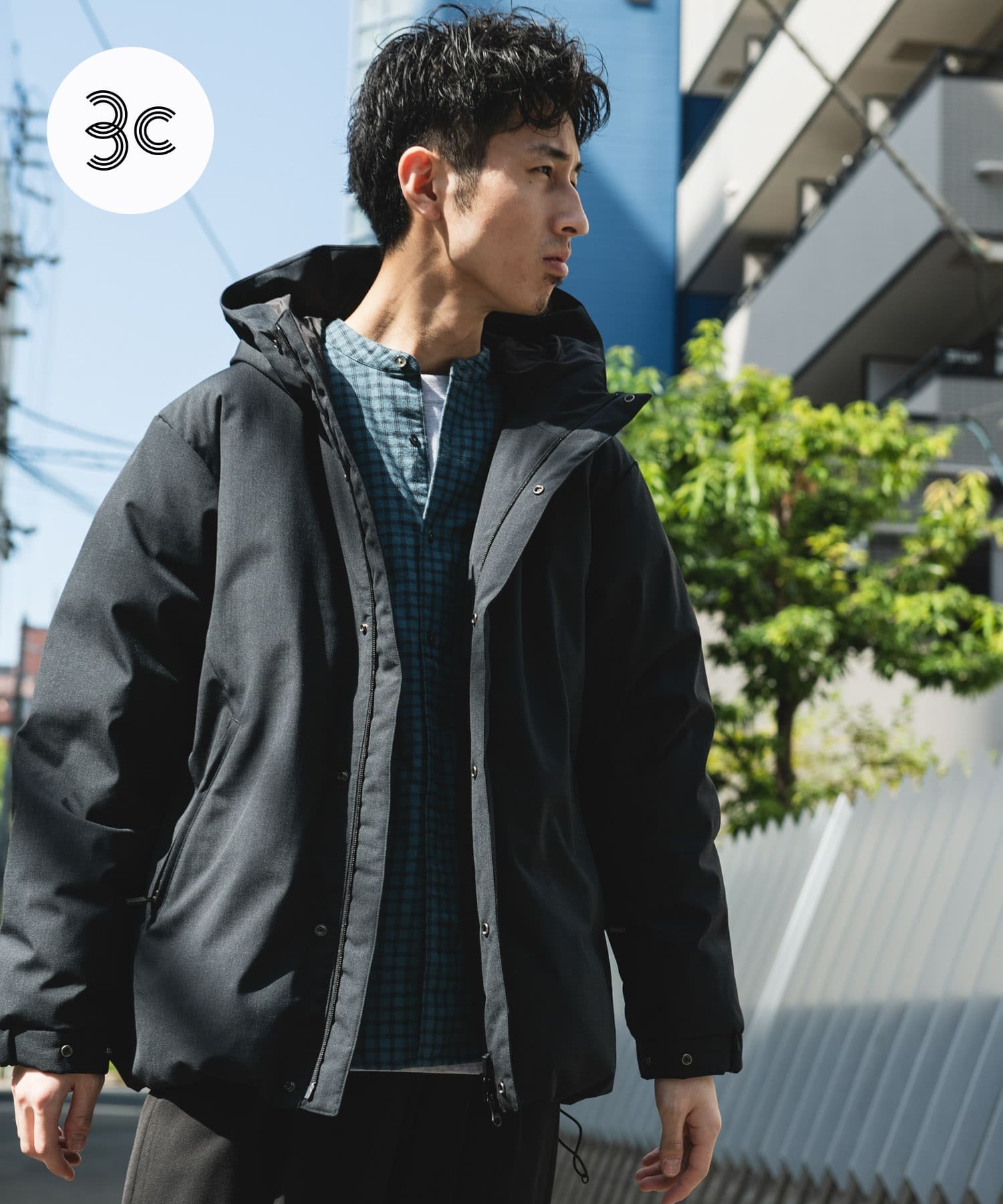URBAN RESEARCH DOORS｜ウールブレンドラミネートダウンパーカー