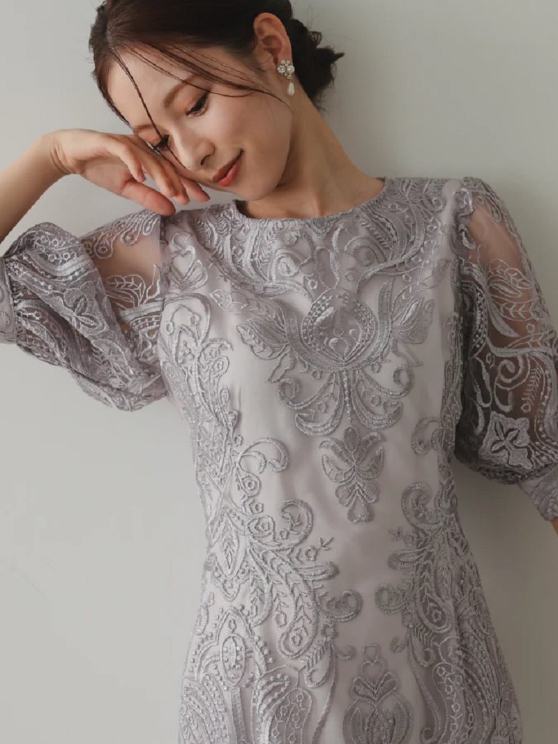 PREFERIR｜刺繍レースバックリボン結婚式パーティードレス | Rakuten