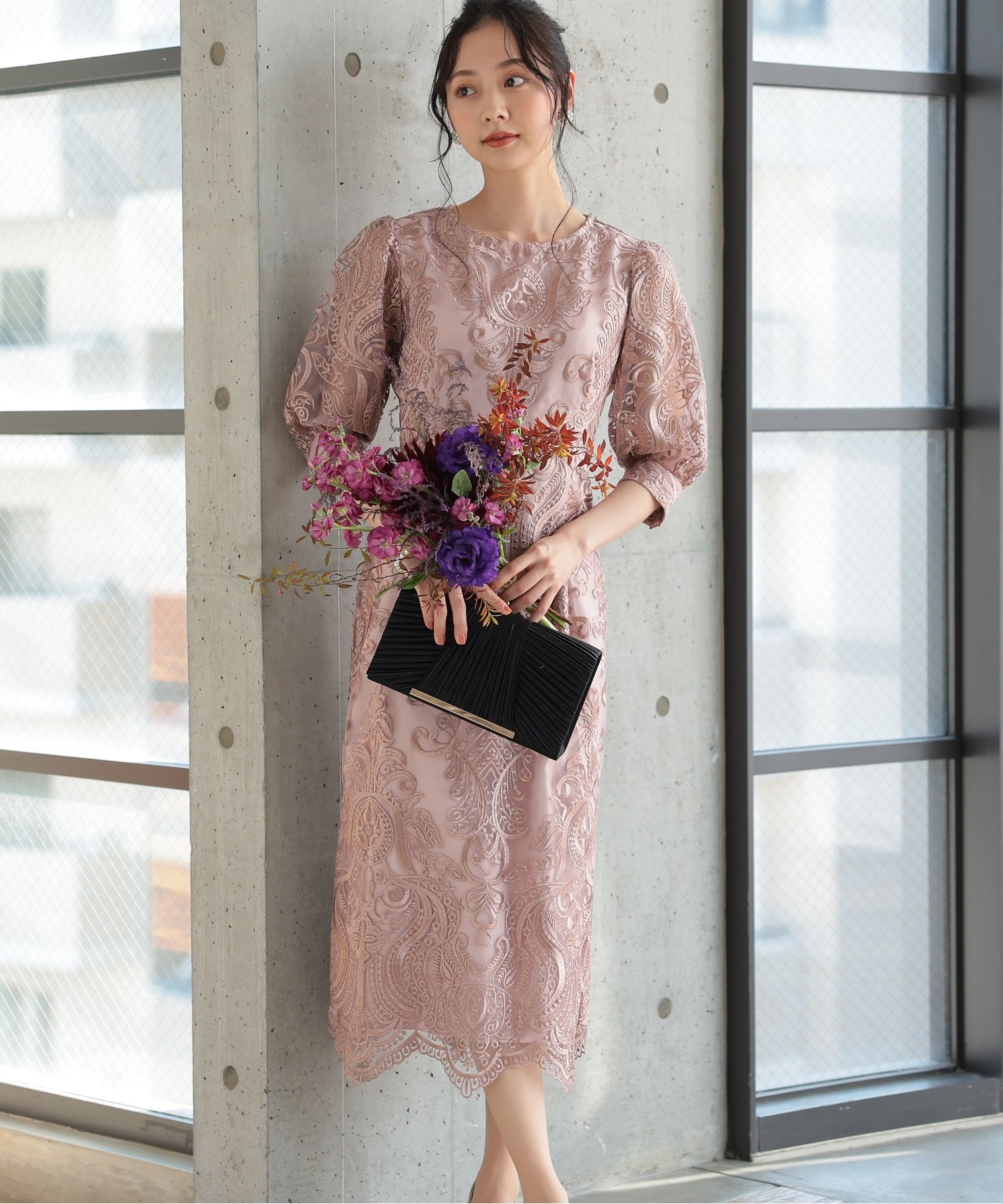 PREFERIR｜刺繍レースバックリボン結婚式パーティードレス | Rakuten