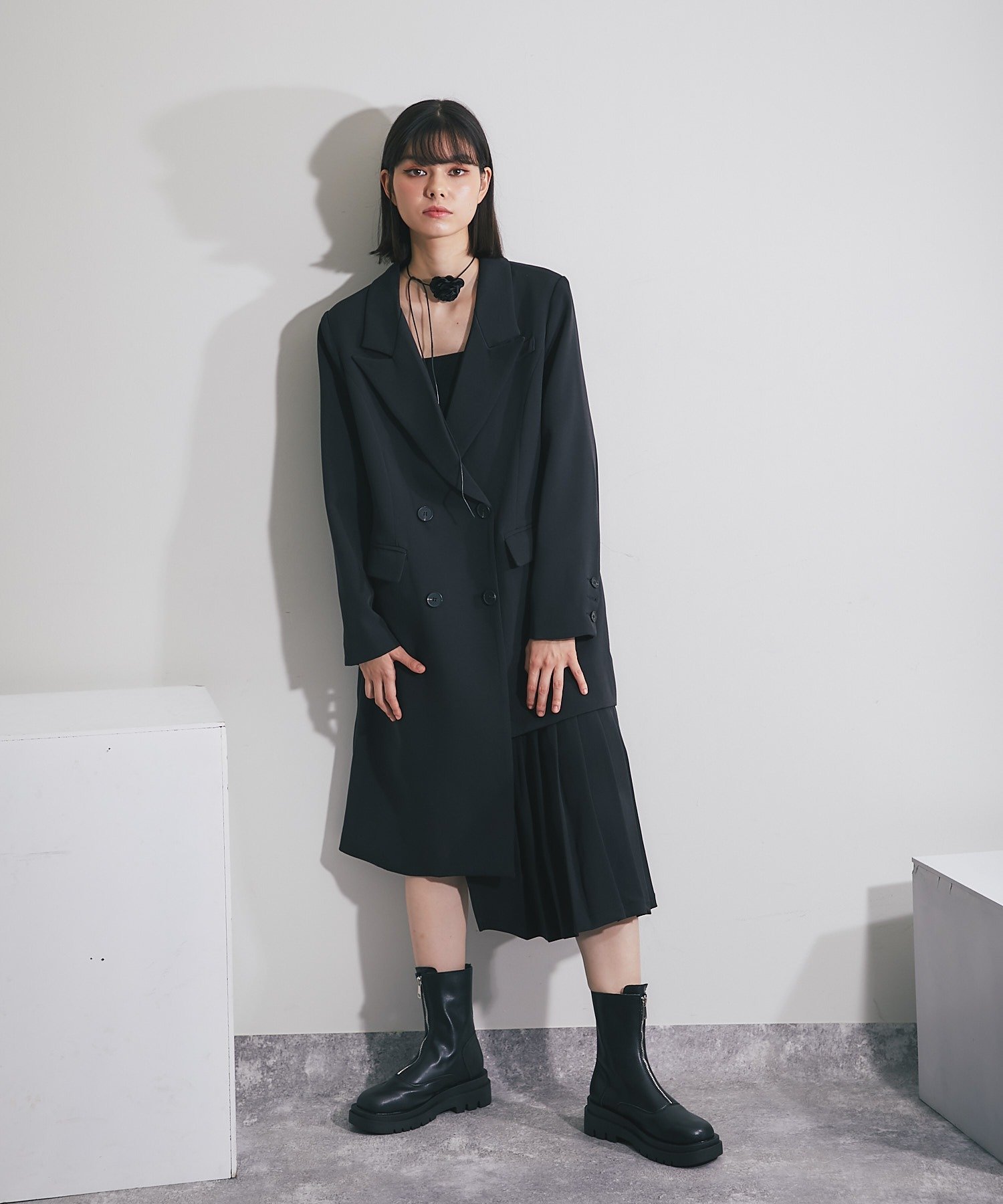 SMILE ORCHID｜左右非対称テーラードロングジャケット | Rakuten