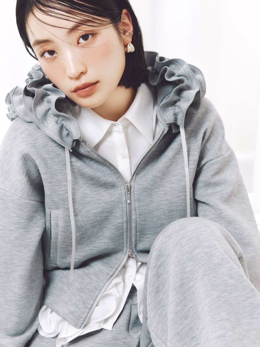 SNIDEL｜フリルショートジップパーカー | Rakuten Fashion(楽天