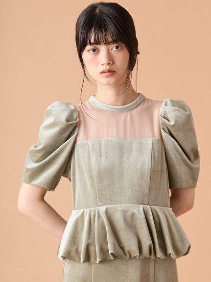 LILY BROWN｜ペプラムベロアドレス | Rakuten Fashion(楽天