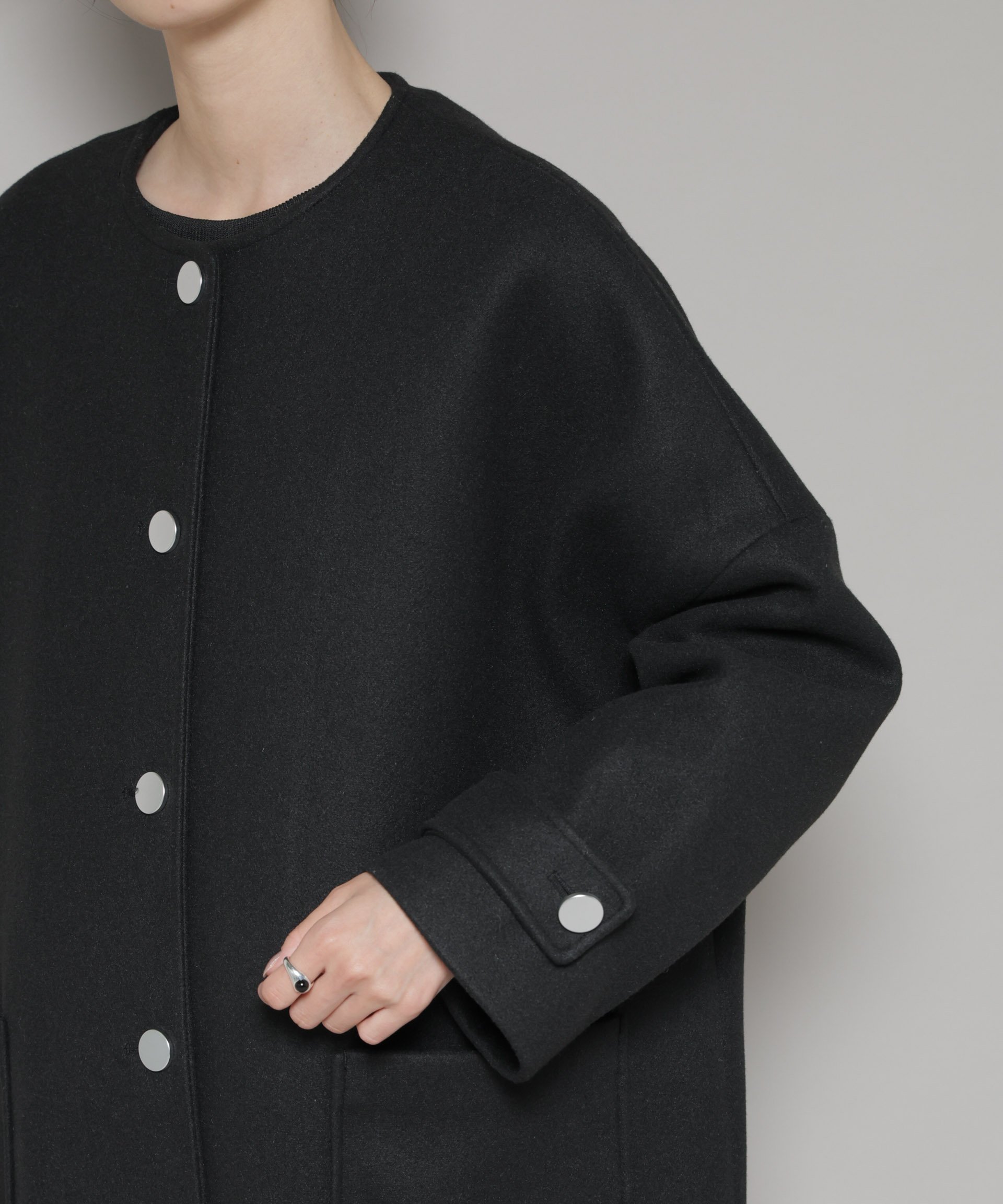 NANO universe｜ノーカラーコクーンミドルコート | Rakuten Fashion