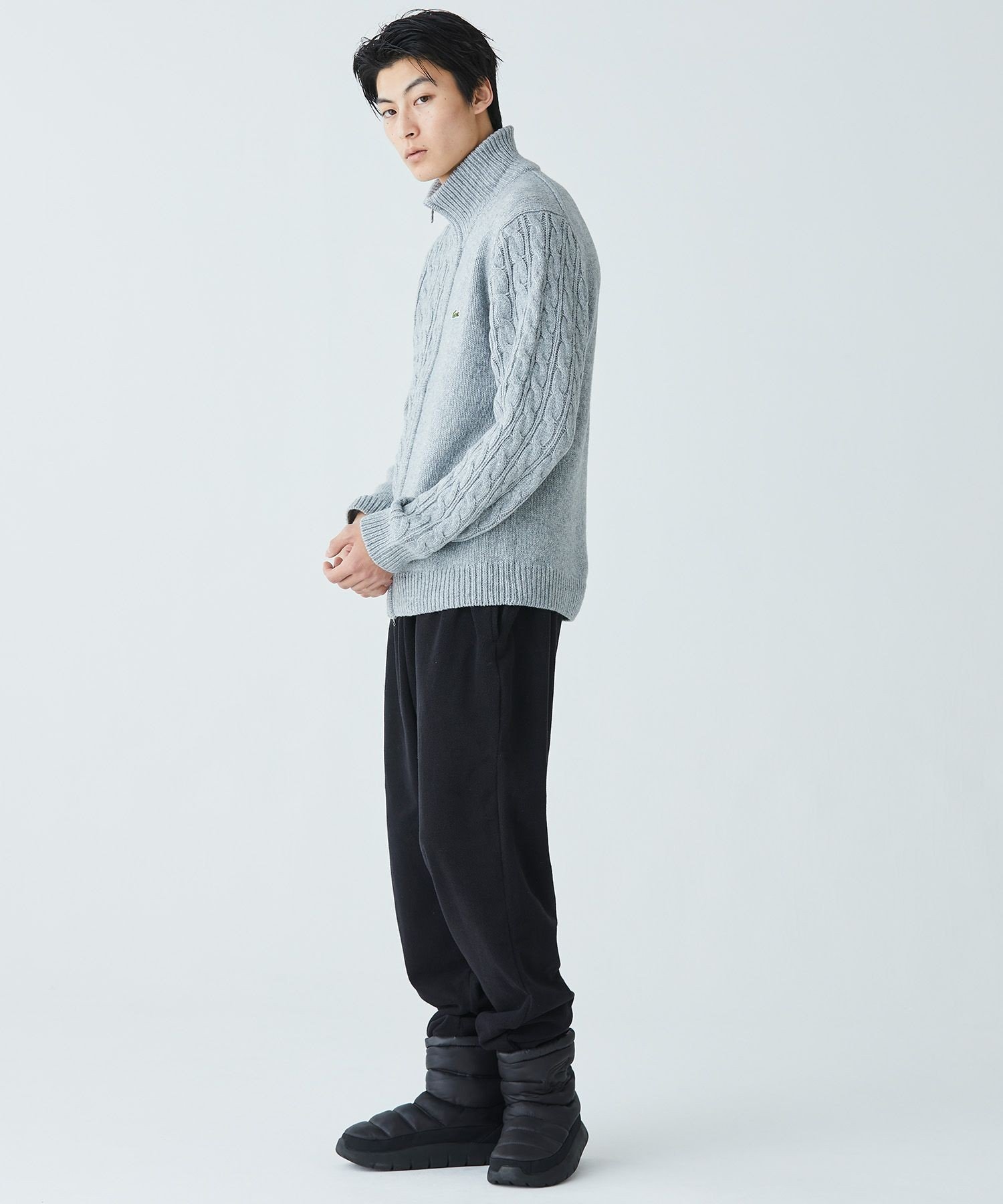 LACOSTE｜クレイジーニッティングハイネックジップカーディガン