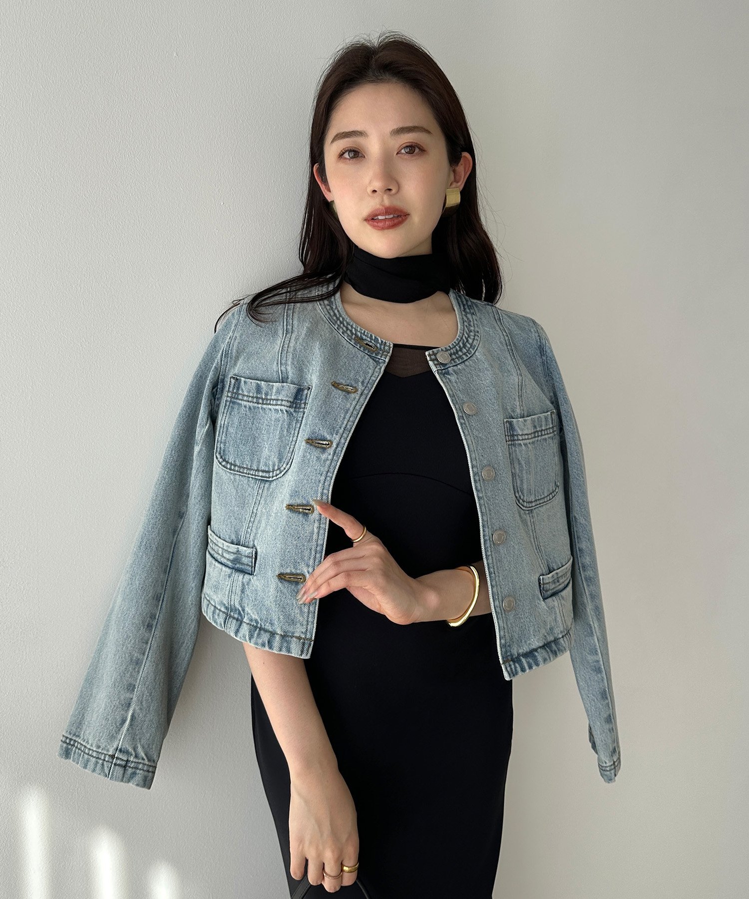 anuans｜ノーカラーデニムジャケット | Rakuten Fashion(楽天
