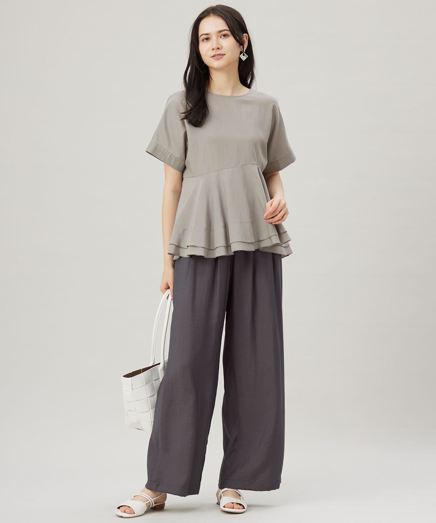 自由区｜【洗える】ソフトリネンペプラム ブラウス | Rakuten Fashion