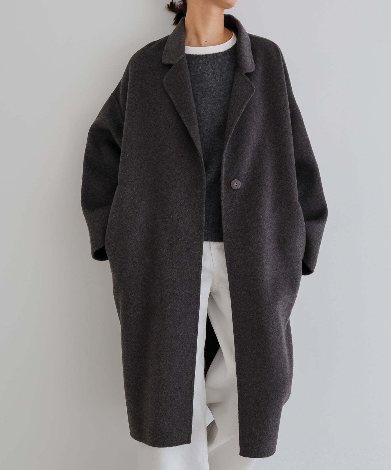 andme｜リバー ロング コクーン コート evernavy エバーネイビー