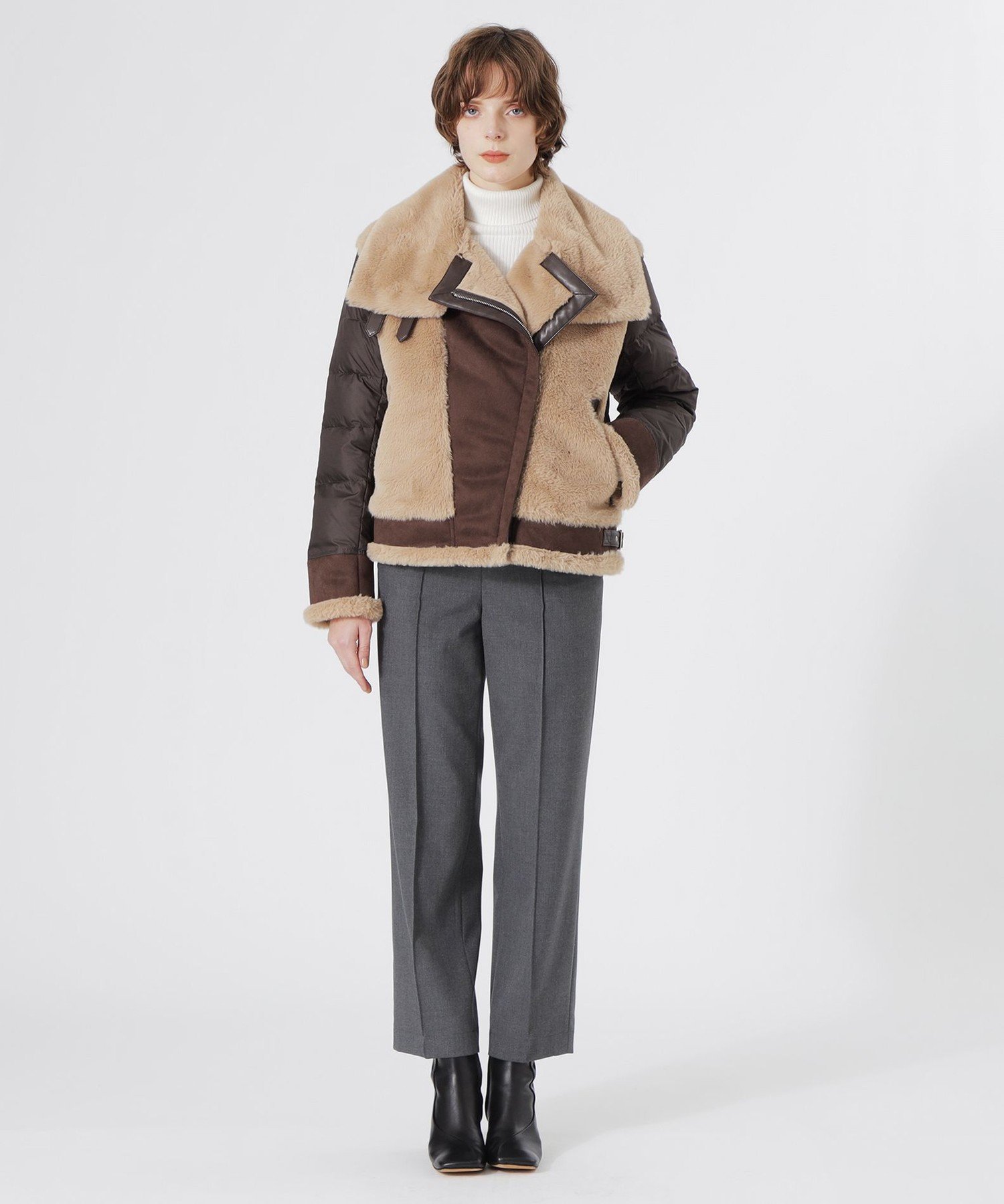 LOVELESS｜ファーコンビライダースダウン | Rakuten Fashion(楽天
