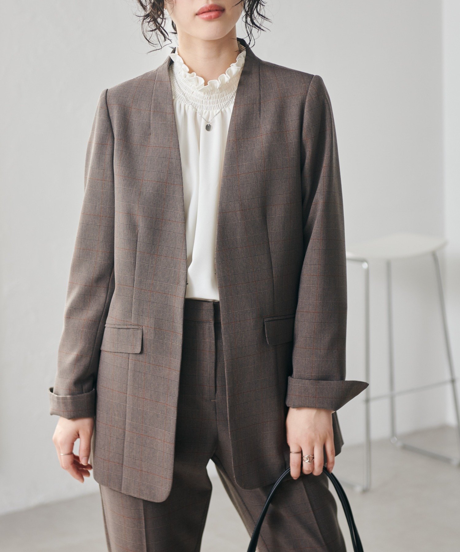 Ranan｜洗える!ノーカラーボックスジャケット | Rakuten Fashion(楽天