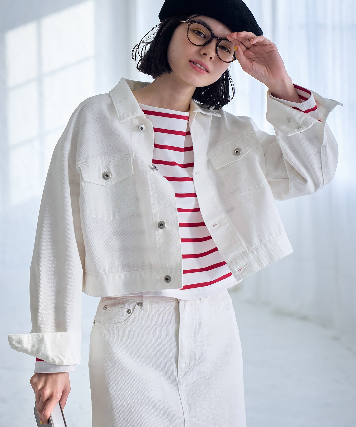 ROPE' PICNIC｜ショート丈ホワイトデニムジャケット | Rakuten Fashion