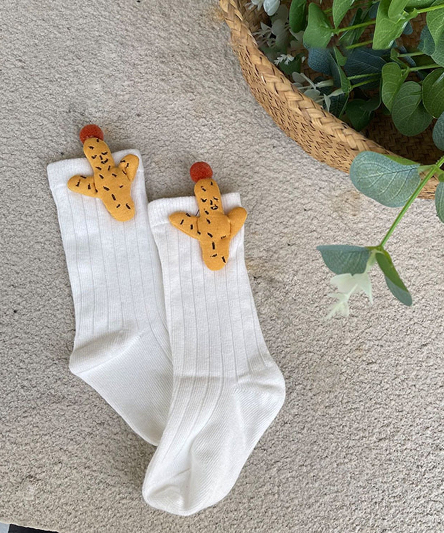 aimoha｜【mosox】かわいい立体サボテン付けkidsロング丈靴下4点セット