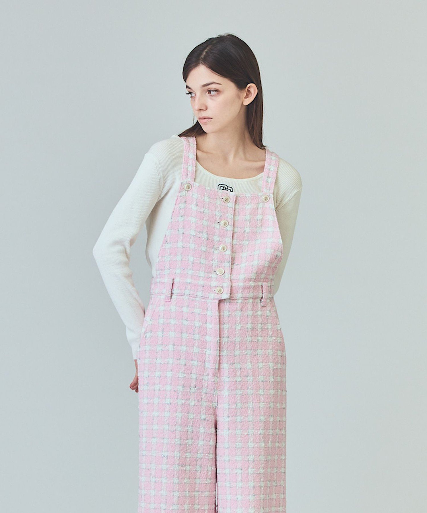 GRACE CONTINENTAL｜チェックツイードサロペット | Rakuten Fashion