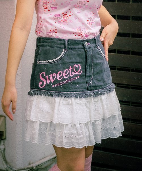 NARUMIYA ONLINE｜復刻♪ デニム×レース Sweetスカート | Rakuten