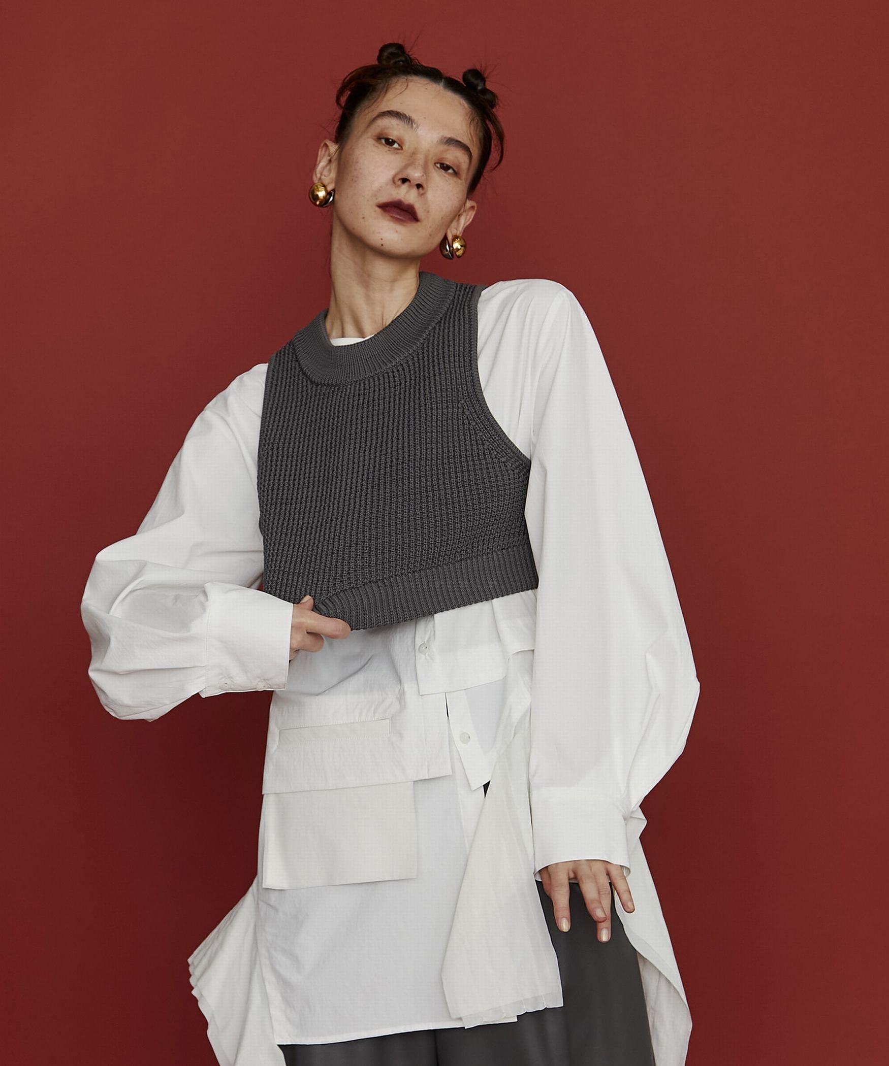 ROYAL FLASH｜UN3D./アンスリード/WAFFLE SHORT KNIT VEST/ワッフル