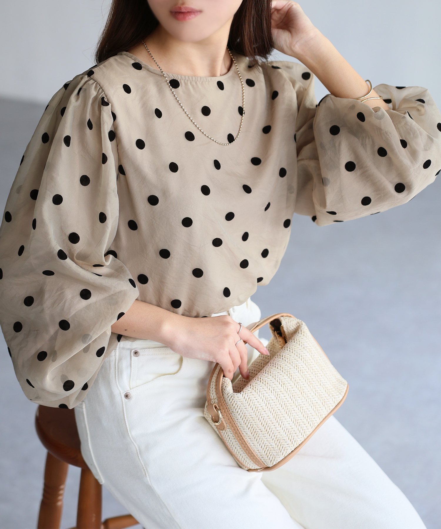 Riberry｜ワッシャーシアーフロッキードットブラウス | Rakuten