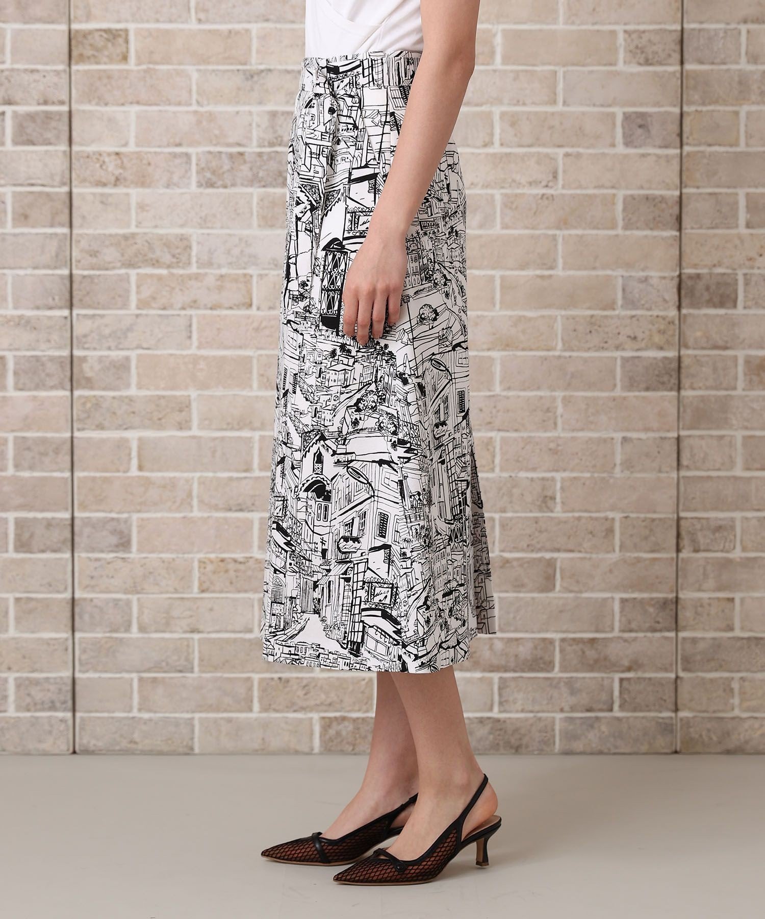 ANAYI｜シティスケーププリントAライン スカート | Rakuten Fashion