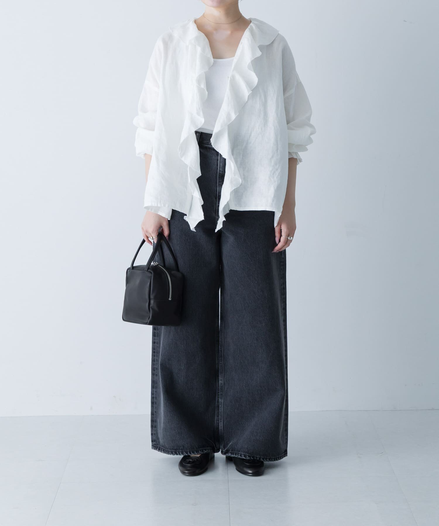 かぐれ｜リネンフリルカラーシャツ | Rakuten Fashion(楽天