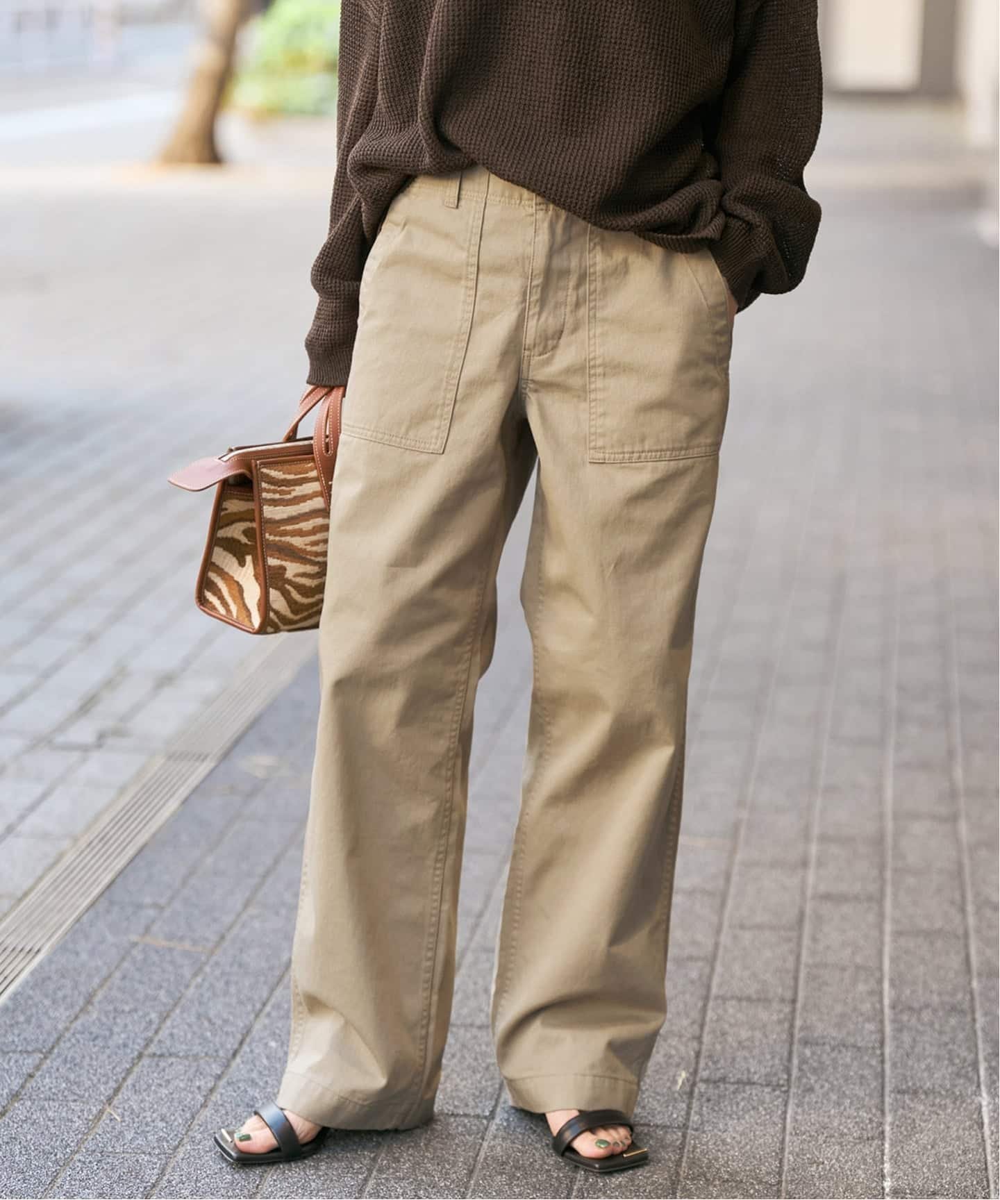 Spick and Span ルーズベイカーパンツ カーキ 38 追加》ルーズベイカー