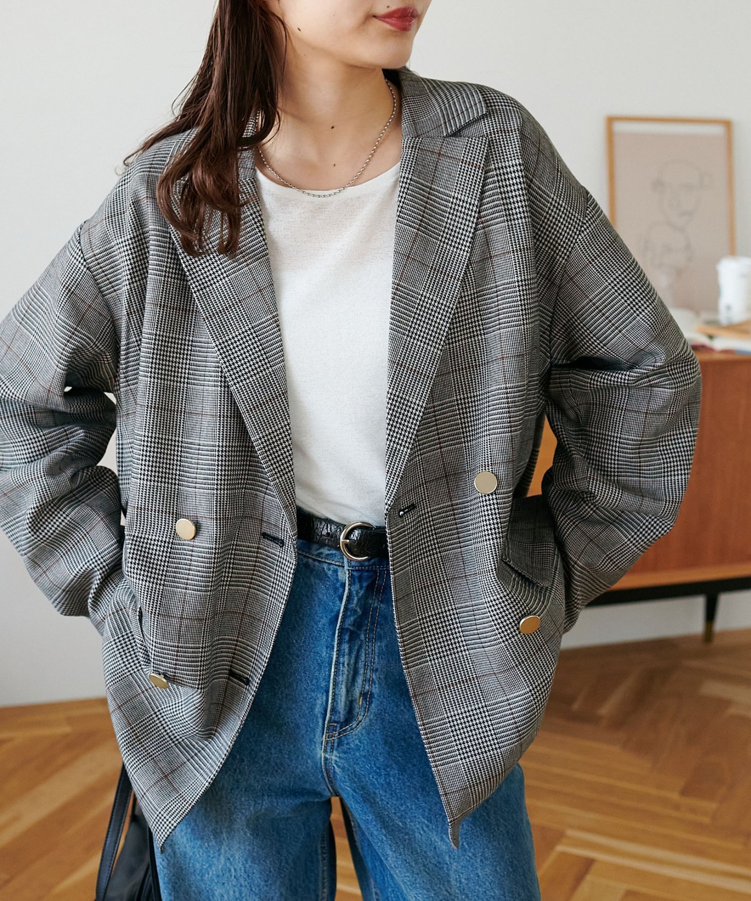 Discoat｜【WEB限定】金ボタンチェックWテーラージャケット | Rakuten