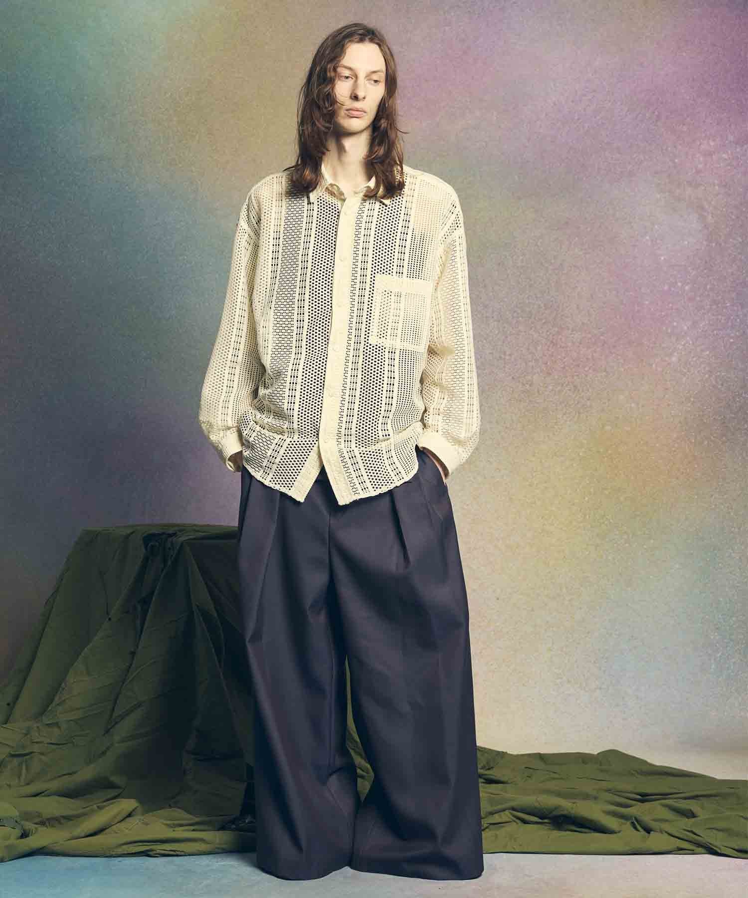 MAISON SPECIAL｜4 Colors Chambray Washable Wool Baggy Wide Pants