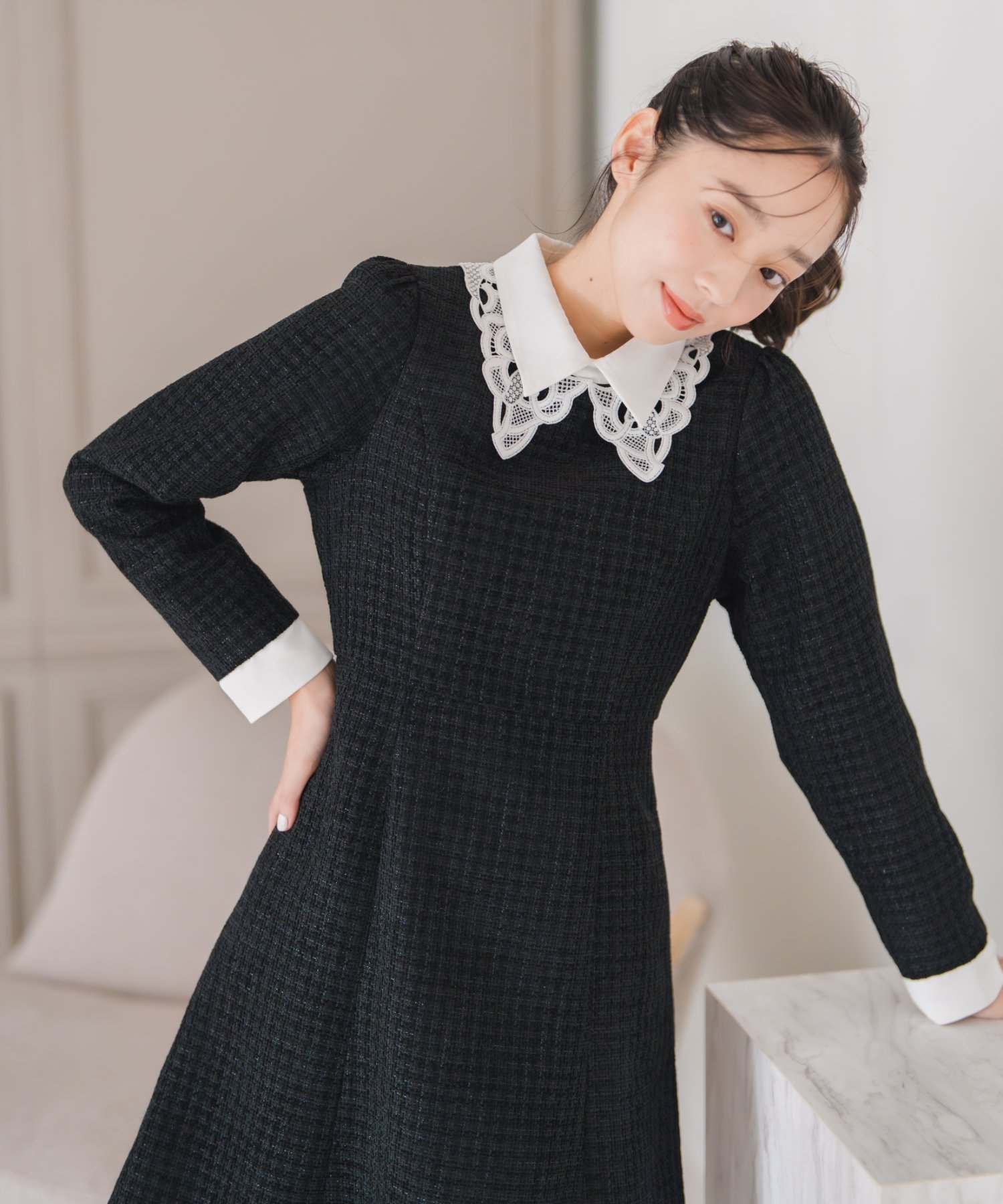 MISCH MASCH｜MM547420 レース襟付きツイードミニワンピース | Rakuten