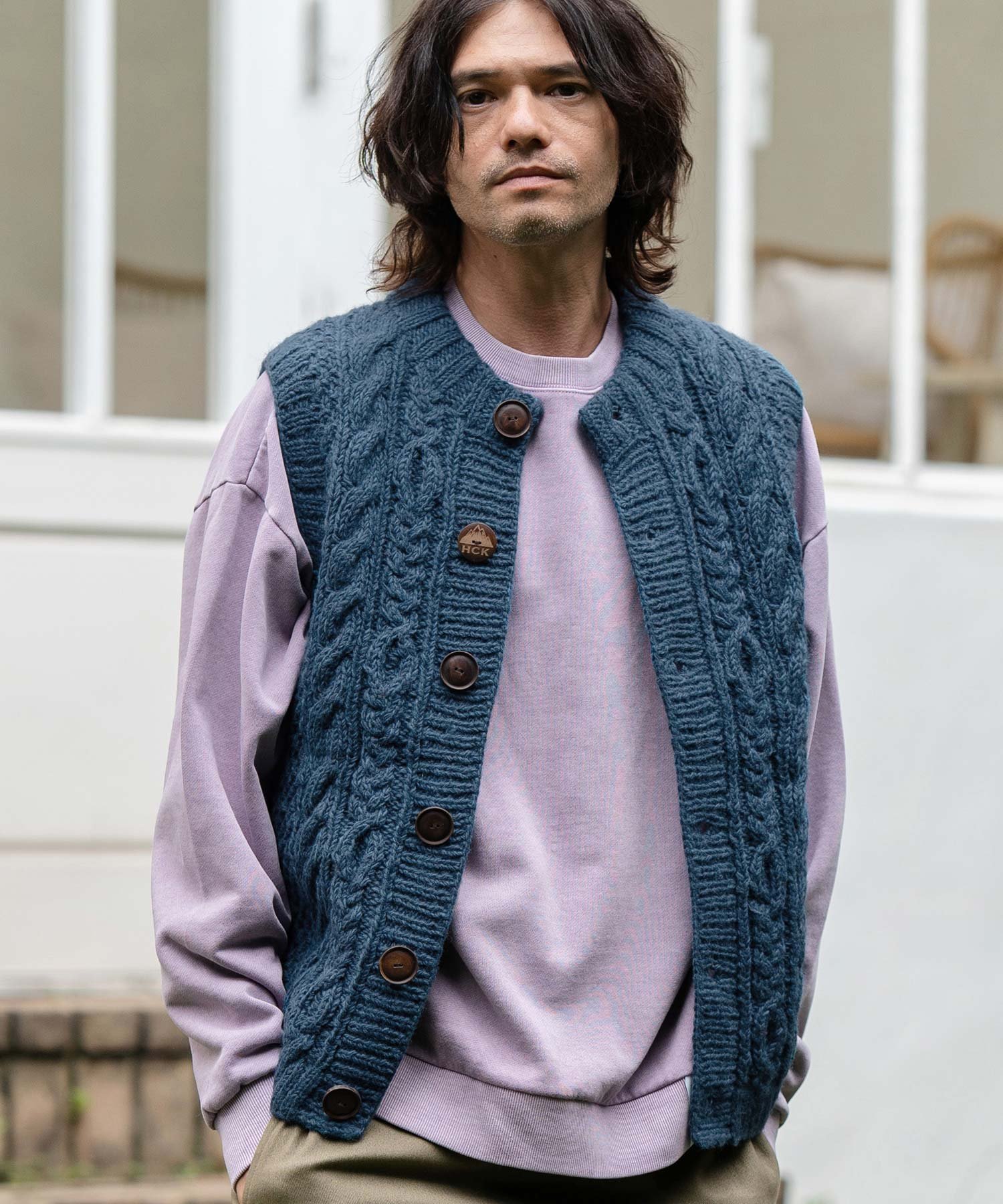 CAMBIO｜mcg3492-手編み前開きベスト | Rakuten Fashion(楽天