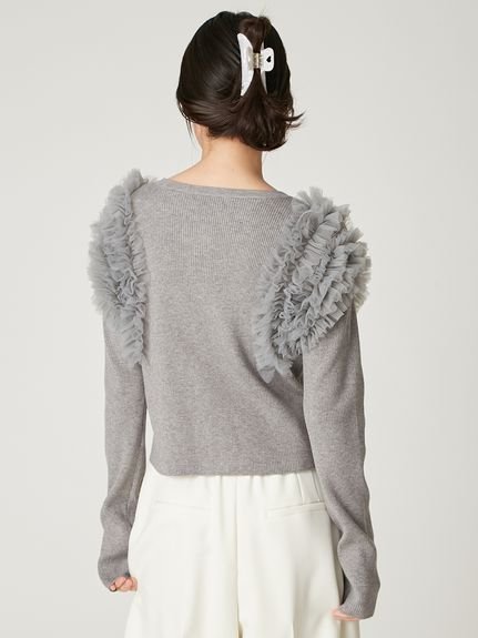 FRAY I.D｜ショルダーチュールフリルニットカーディガン | Rakuten