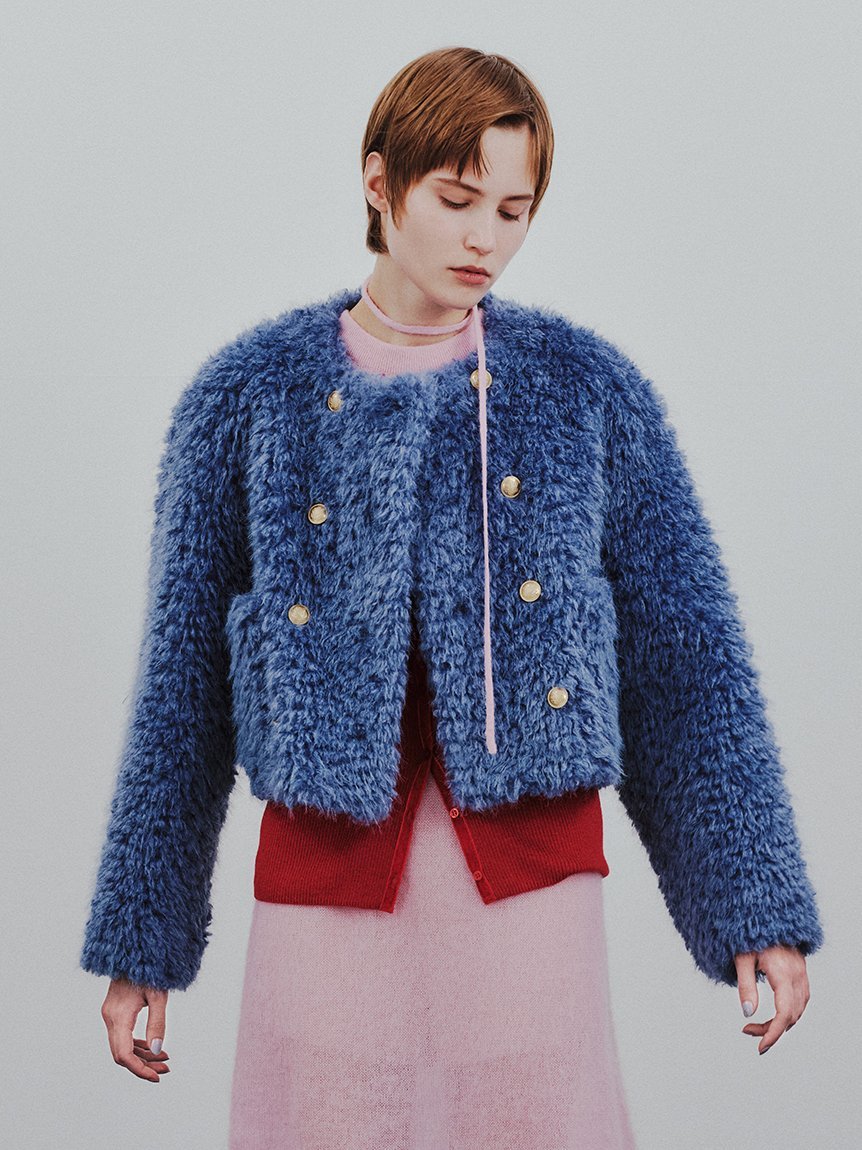 Mila Owen｜金釦フェイクファー短丈ジャケット | Rakuten Fashion(楽天